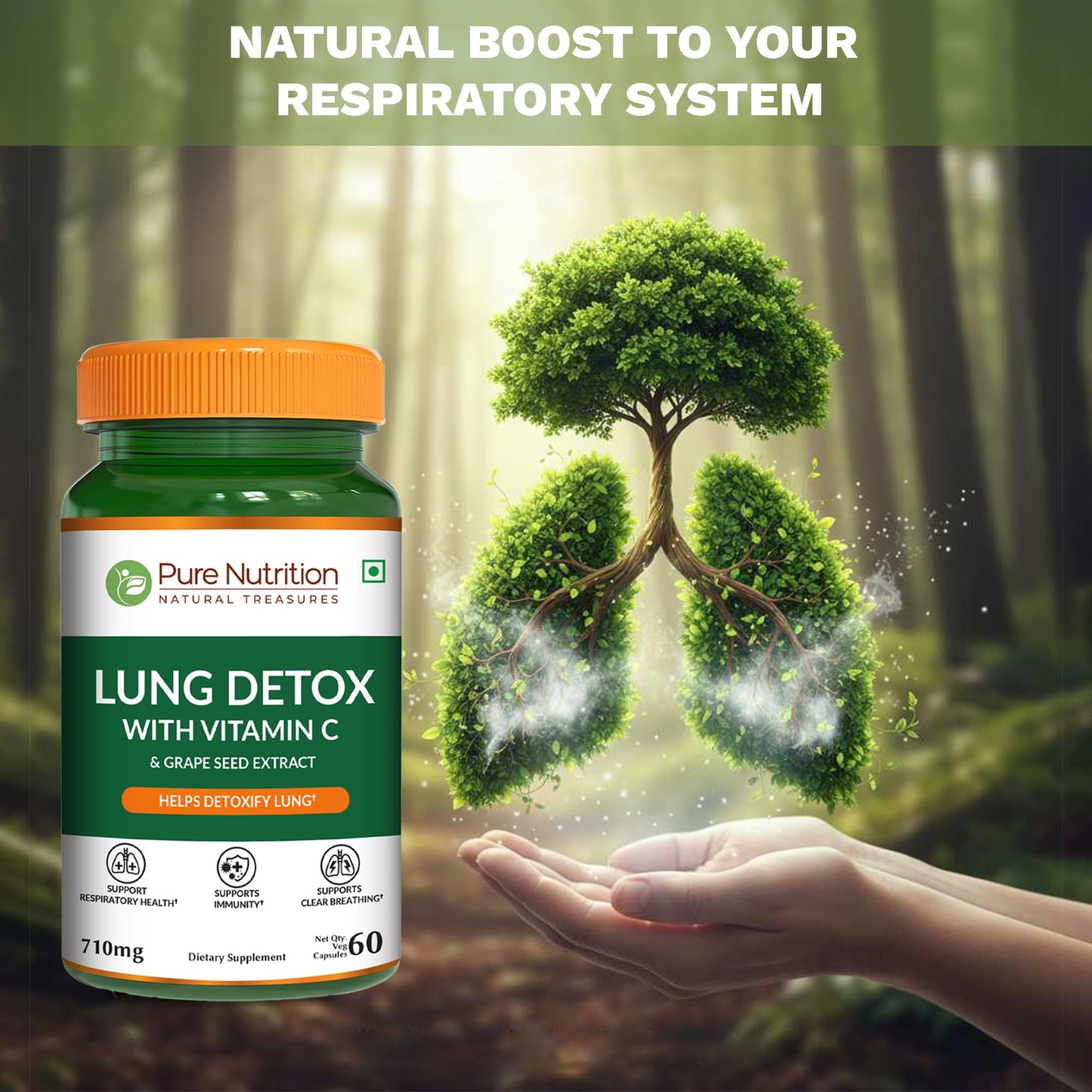 Pure Nutrition Natural Treasures Lung Health Supplement 60 Capsules