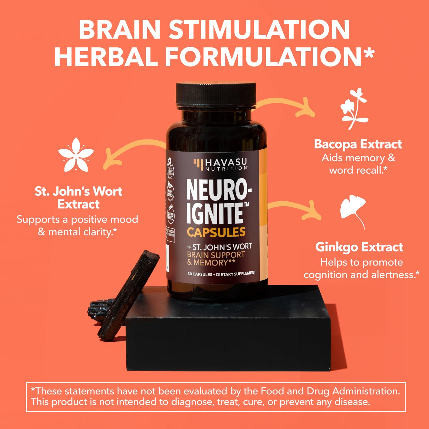 Havasu Nutrition NeuroIGNITE Brain Supplements for Memory and Focus Capsules, 30 Count