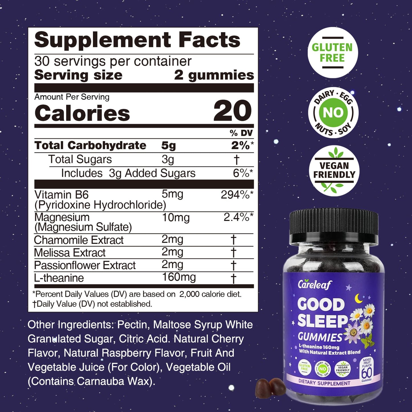 careleaf Sleep Gummies No Melatonin 60 Gummies