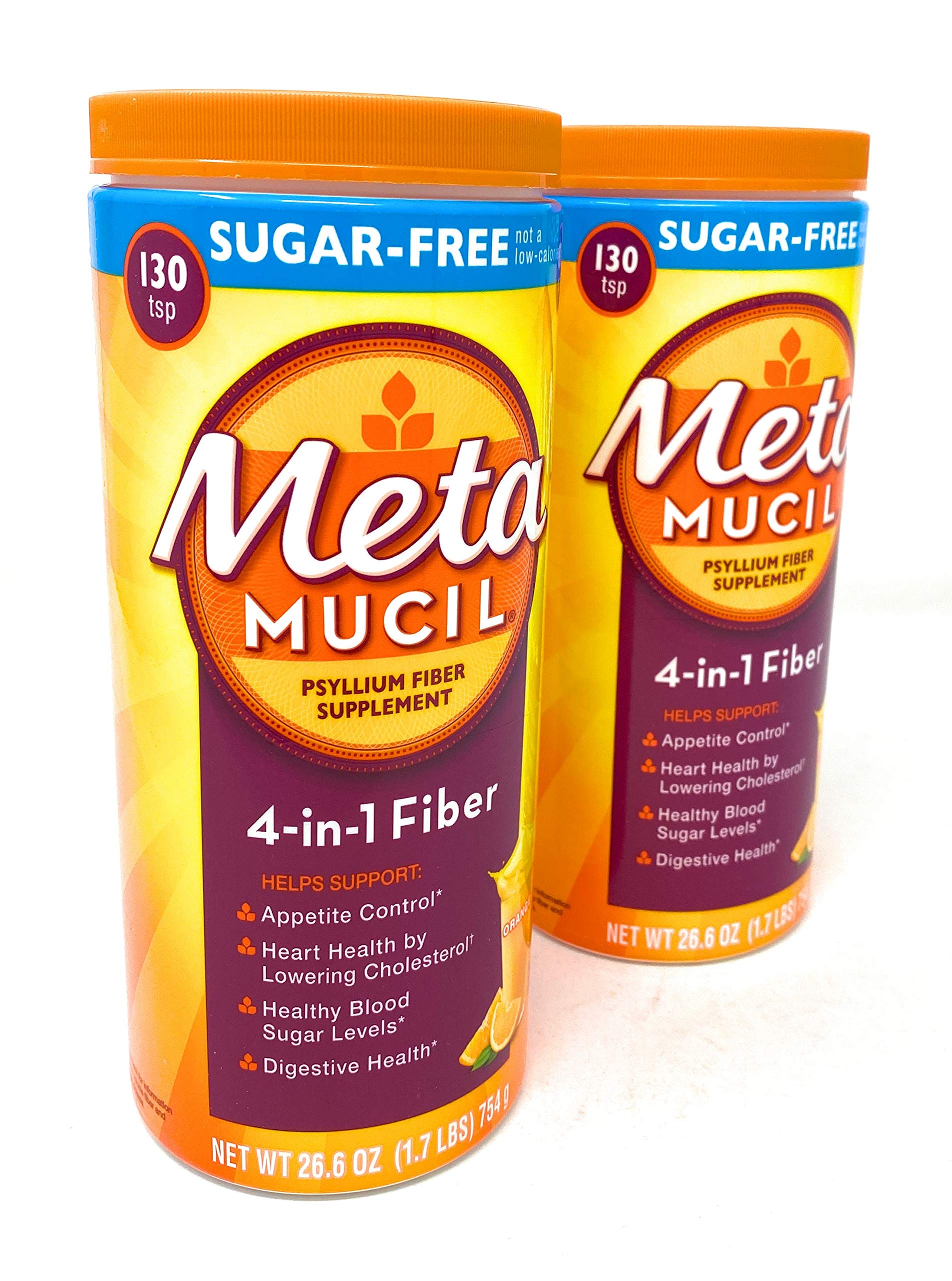Metamucil Sugar Free Fiber Supplement, Orange Smooth Powder 53.2 Ounces