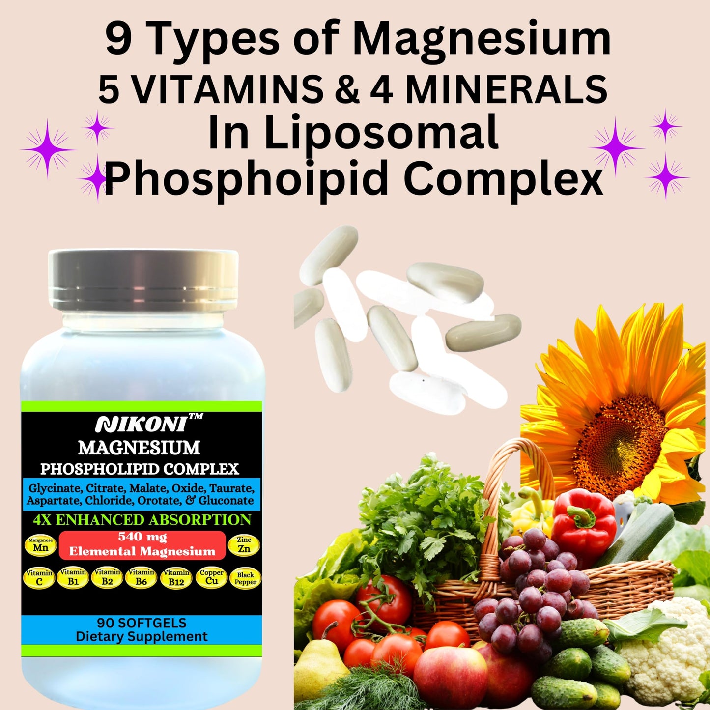 Nikoni Phospholipid Magnesium Complex 2500mg Softgels 360