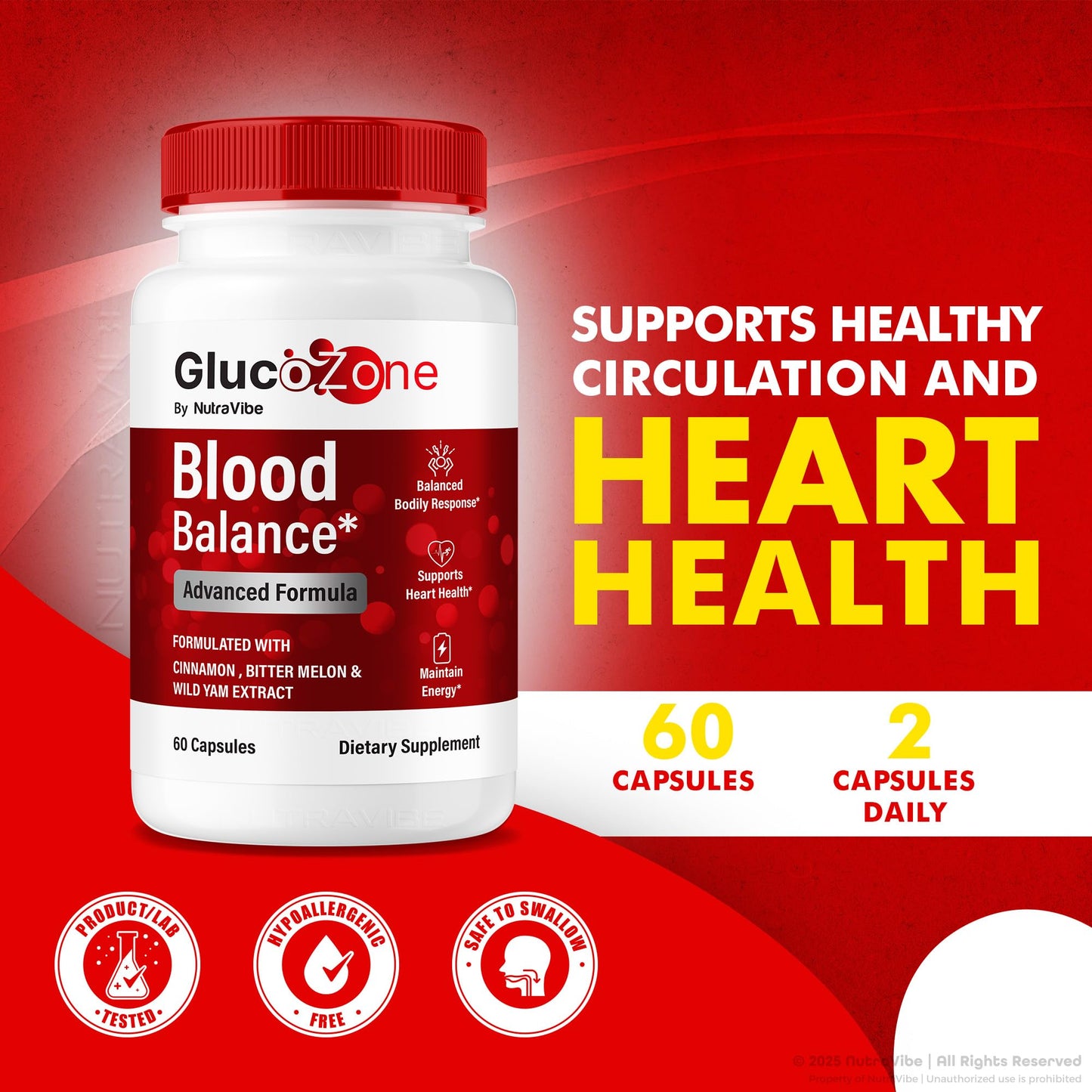 NutraVibe GlucoZone Gluco Zone Natural Formula Capsules, 180 Capsules