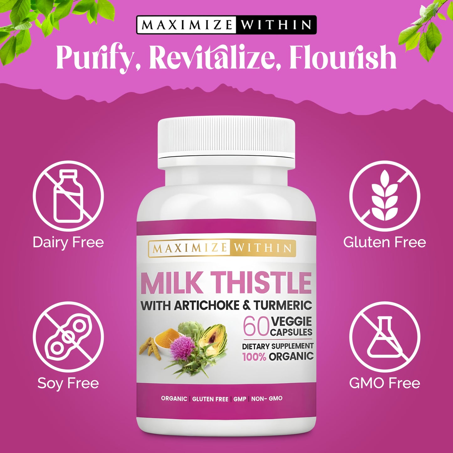 Maximize Within Milk Thistle with Artichoke & Turmeric Supplement Capsule, 1 Count