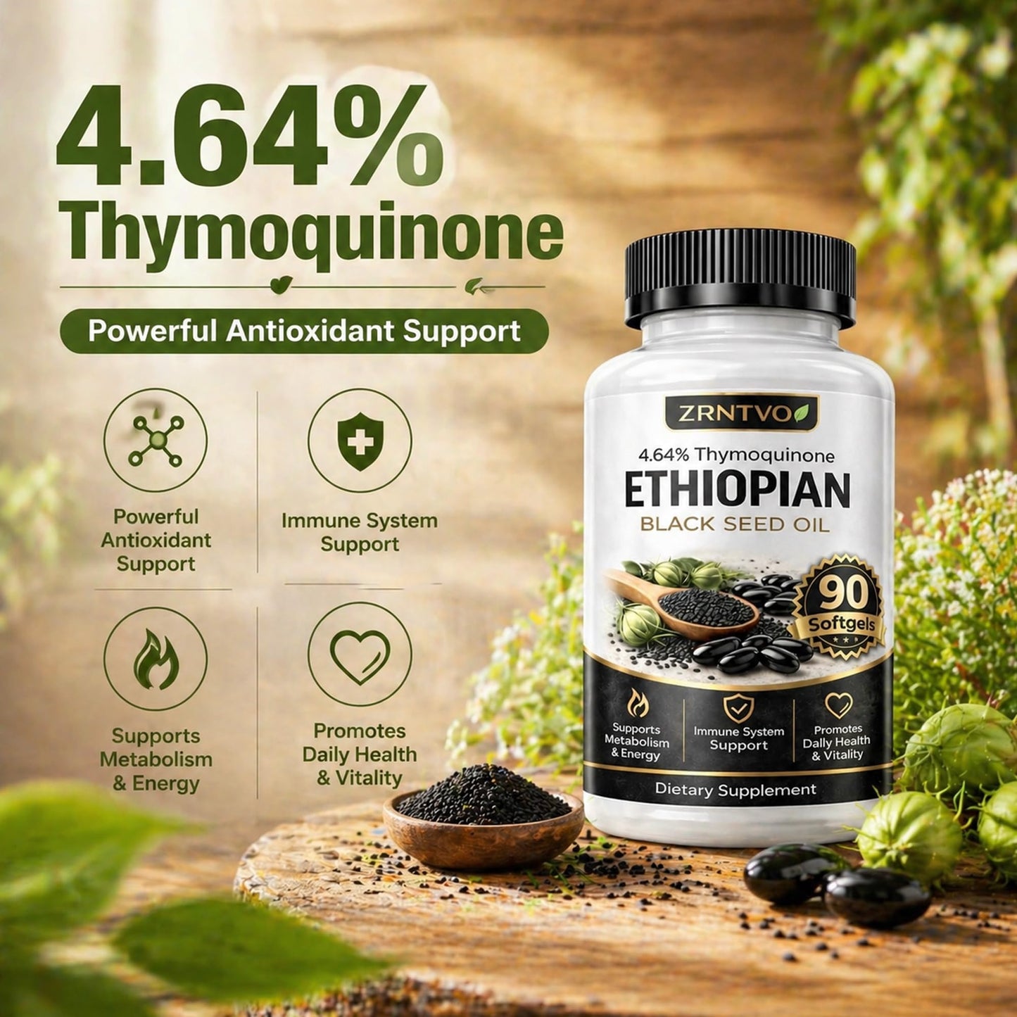DAISYTREE Ethiopian Black Seed Oil Softgels 90-count