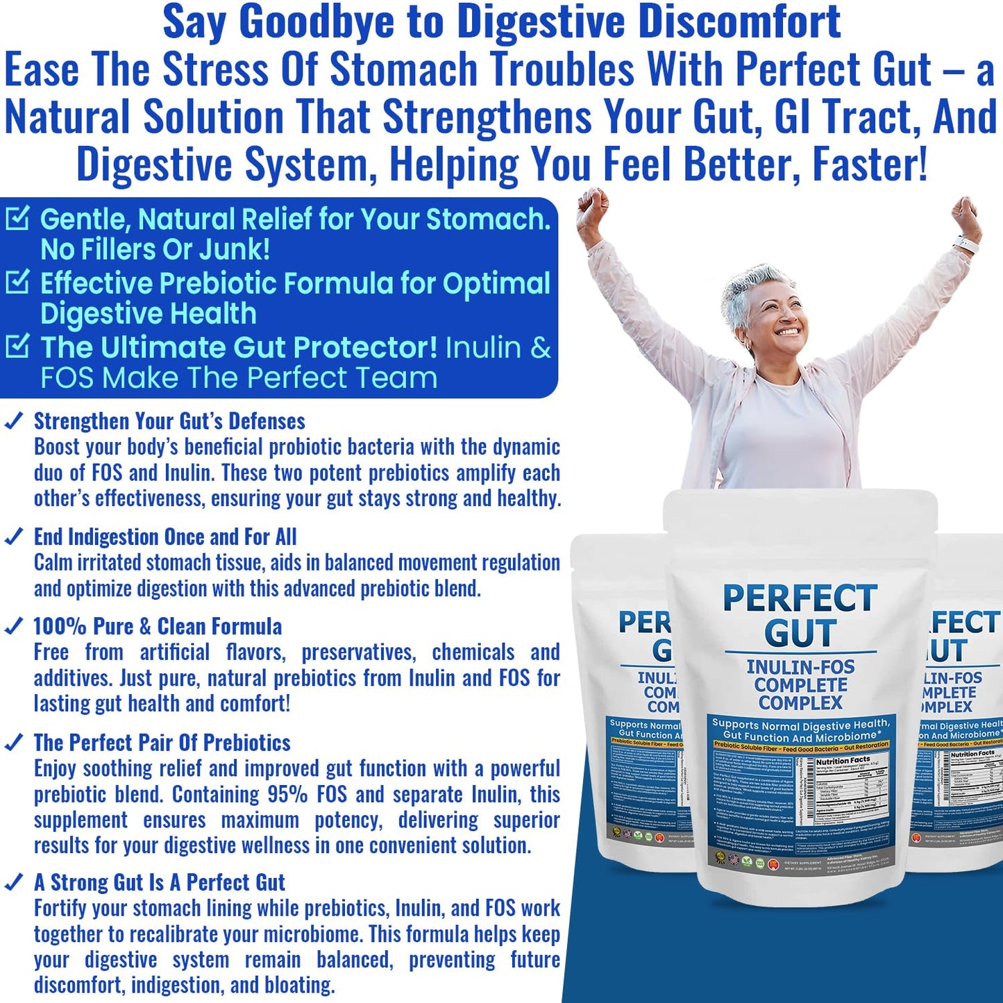 Kidney Restore Perfect Gut Inulin FOS Powder, 32