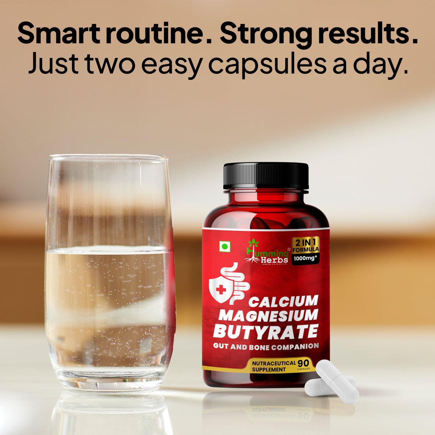 Humming Herbs Calcium Magnesium Butyrate Capsules, 90 Count