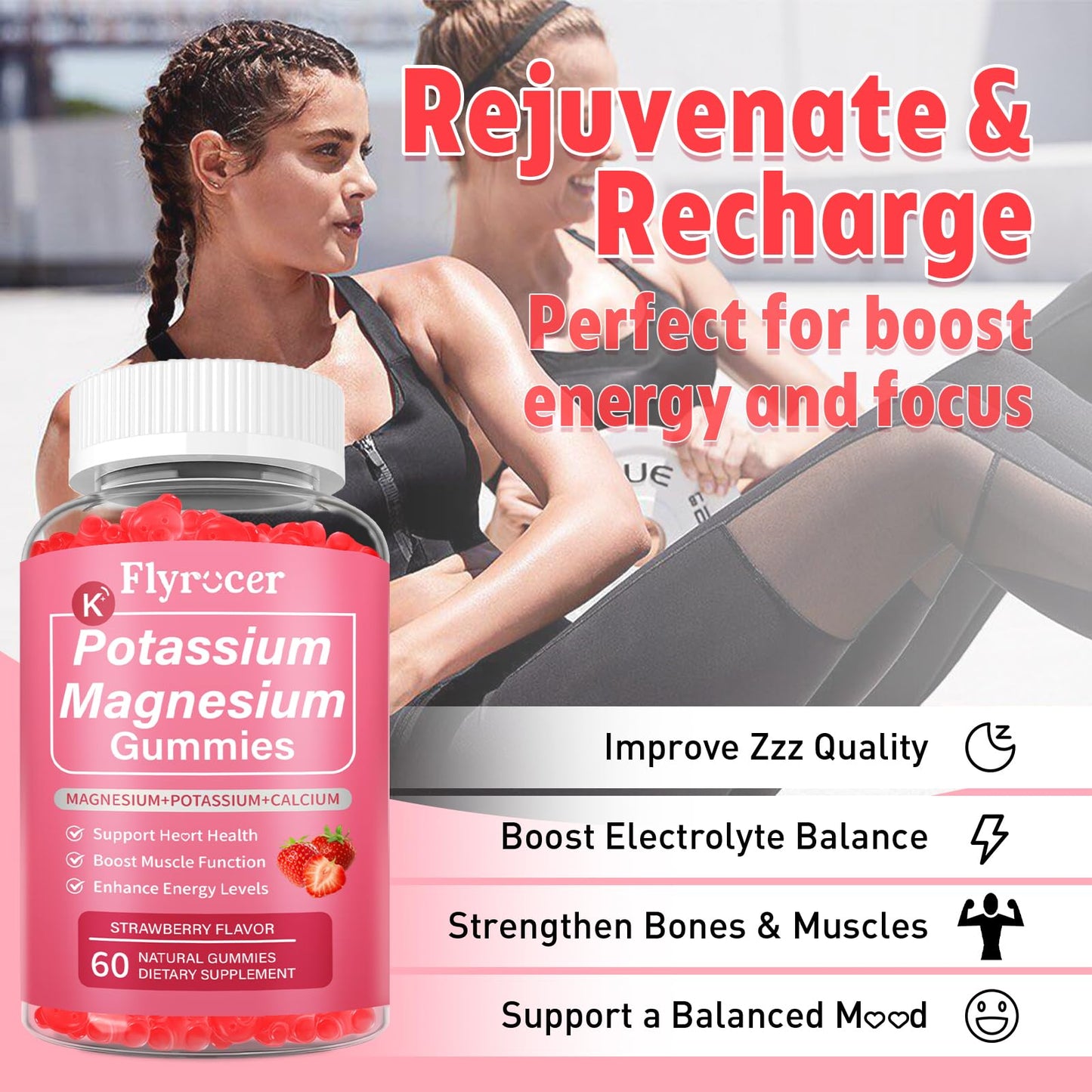 Flyrocer Potassium Magnesium Gummies 60 Gummies