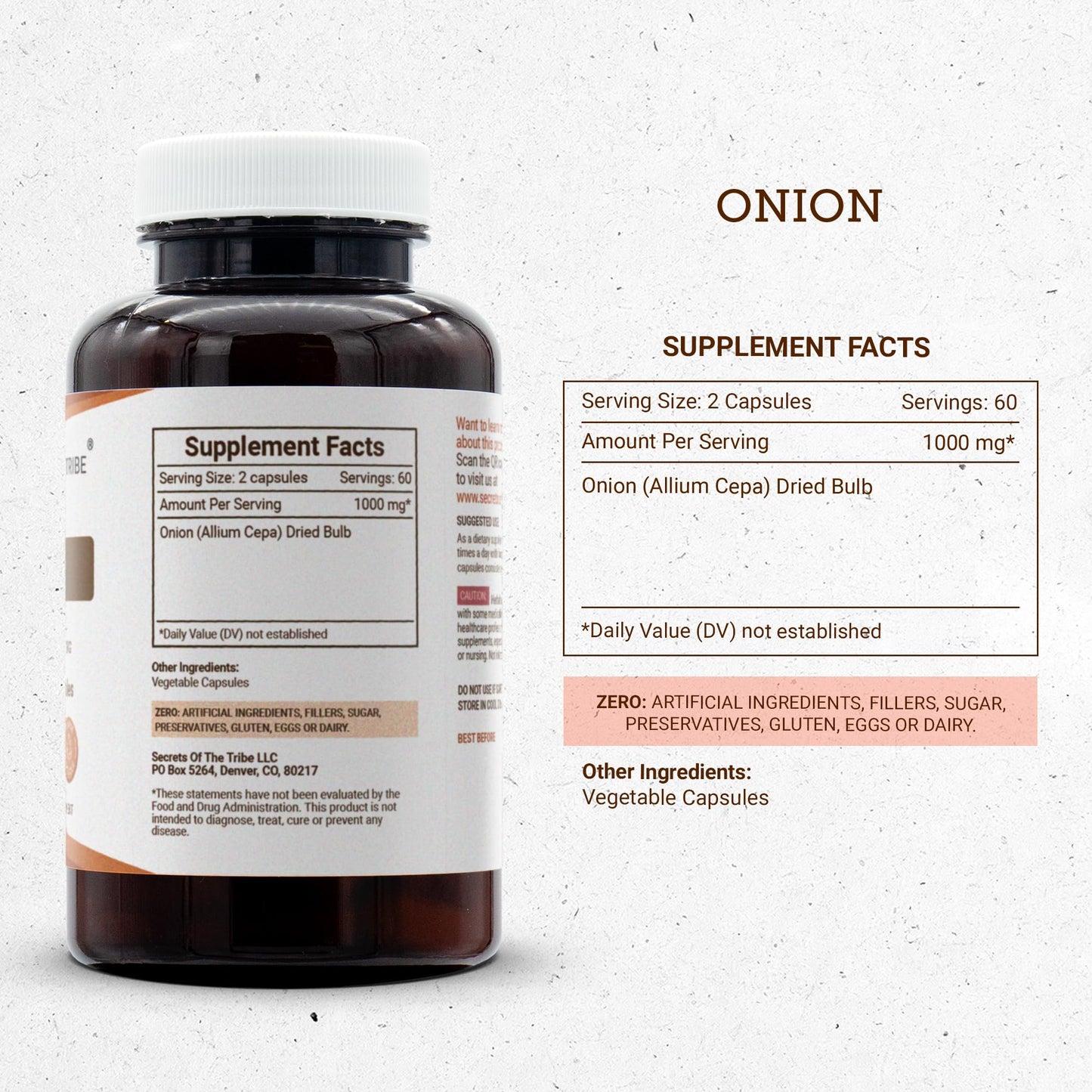 Secrets of the Tribe Onion Capsules, 120 Capsules