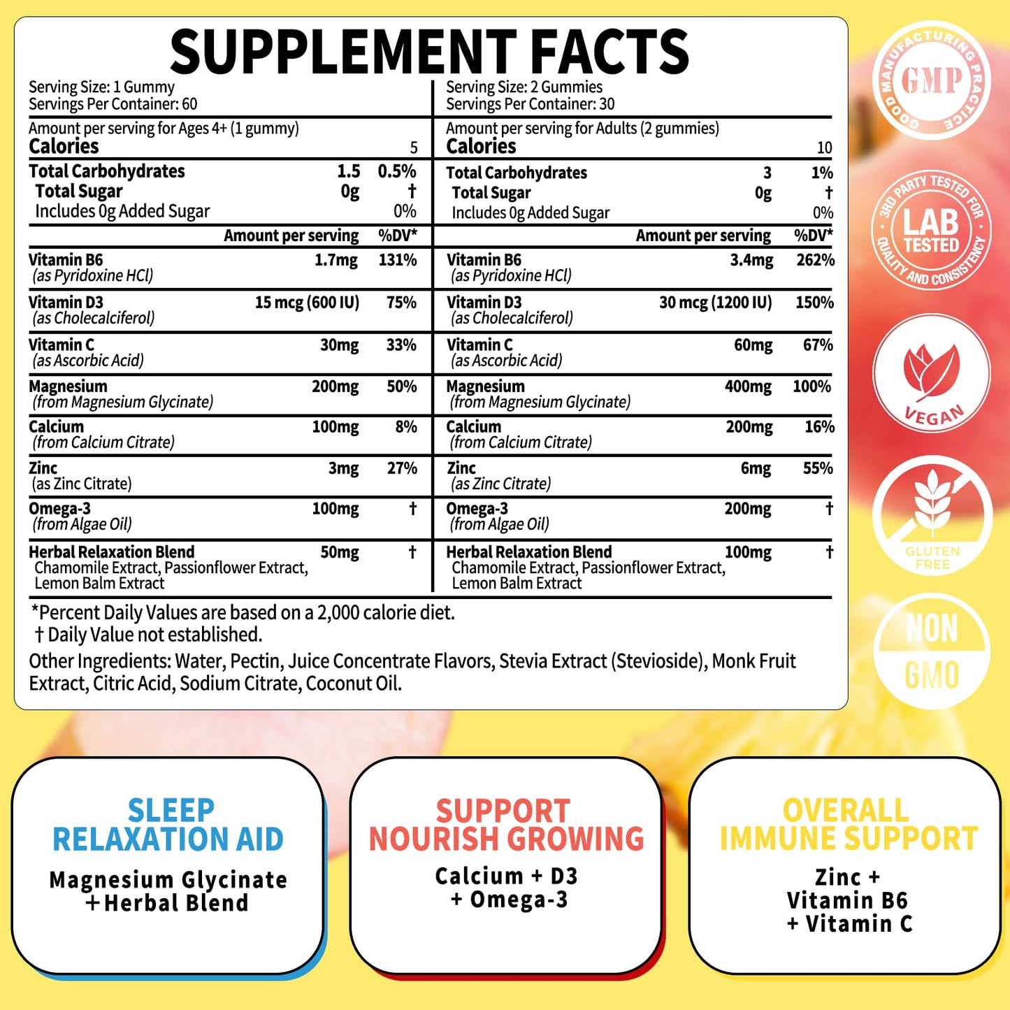XIHOLIY Magnesium Glycinate Gummies 400MG for Adults & Kids, No Melatonin, 60 Gummies