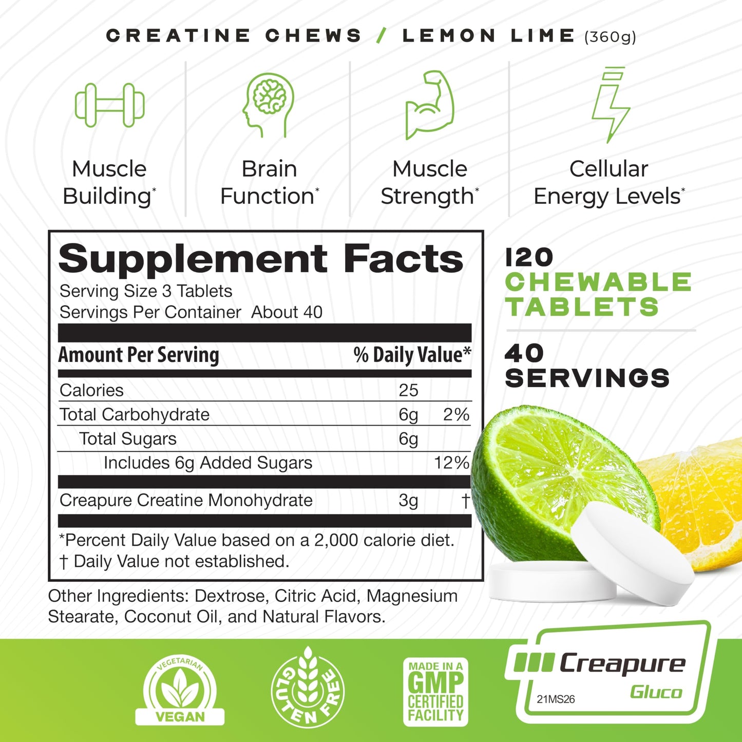 Muscle Feast Creapure Creatine Monohydrate Tablet, 120 Tabs
