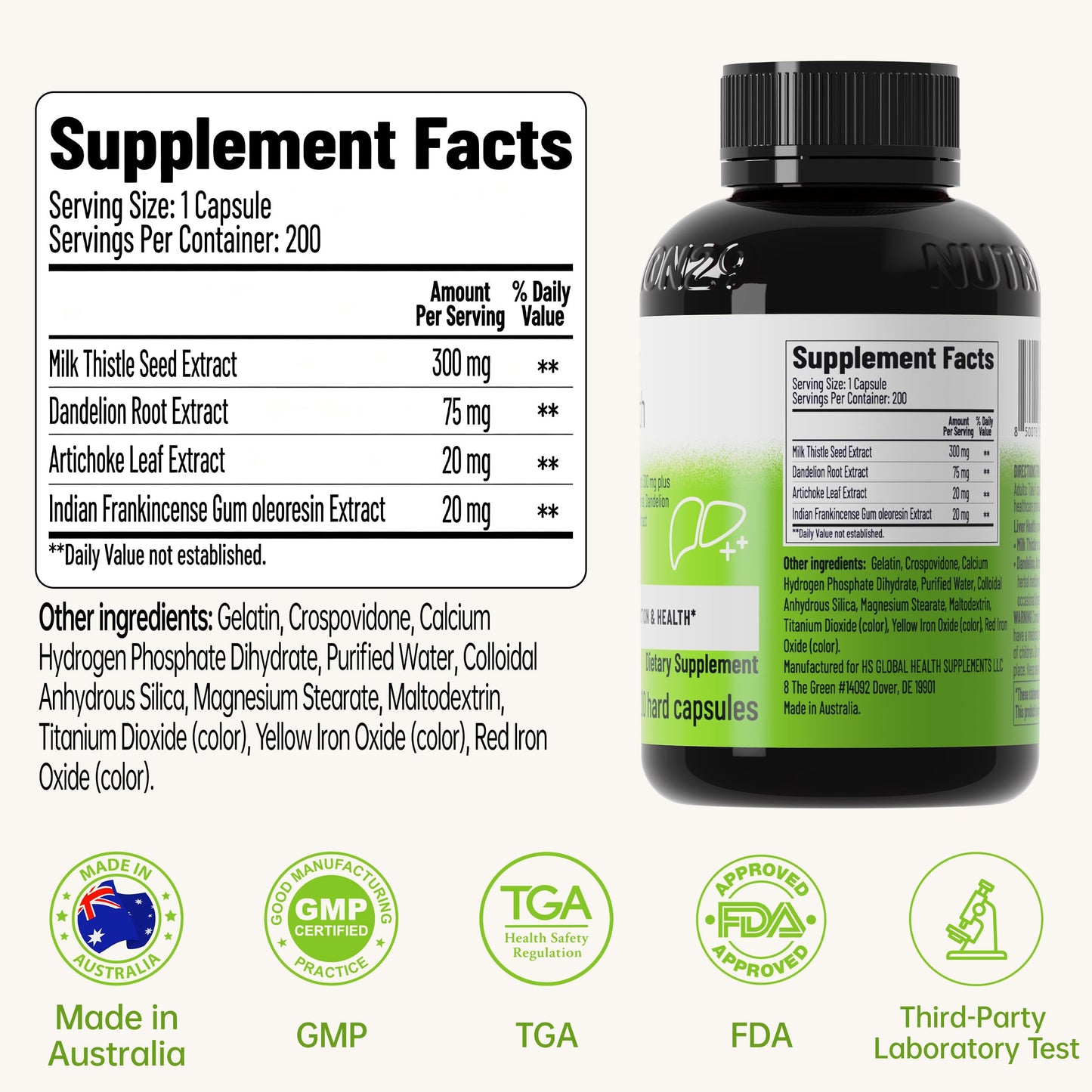 NUTRITION29 Liver Health Supplement with 300mg Milk Thistle Extract, Liver Cleanse Detox & Repair Support Formula with 85% Silymarin, Dandelion Root, Artichoke & Boswellia Capsules 200