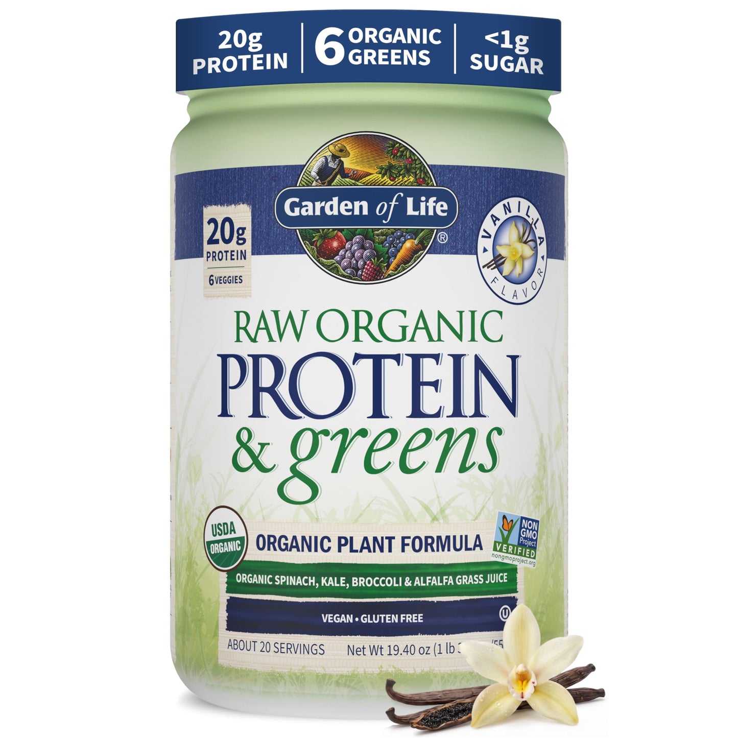 Garden of Life Raw Protein & Greens Vanilla Protein Powder 19.4 oz