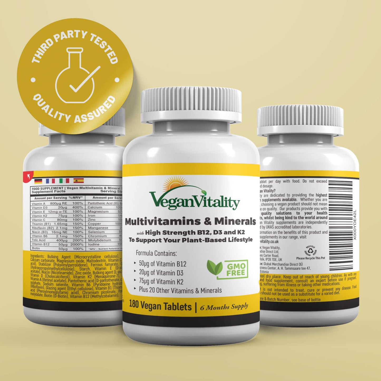 Vegan Vitality Energy Booster Bundle - Vegan Multivitamins and Super Mushroom Complex 2 Capsules