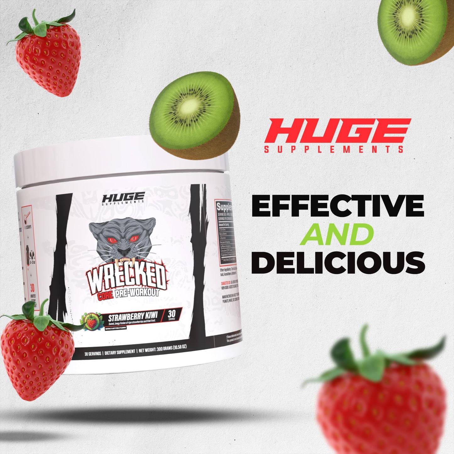 Huge Supplements Wrecked Core All-in-One Pre-Workout Powder, 30 Servings