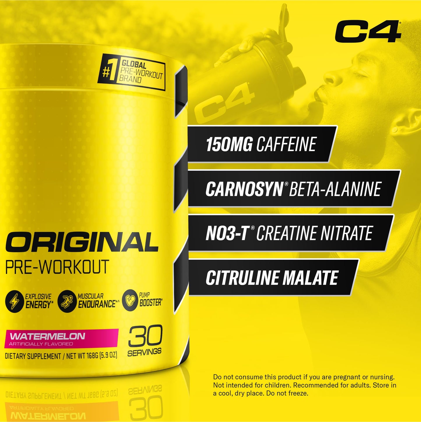 C4 Original Pre Workout Powder Watermelon 6.9 Ounce