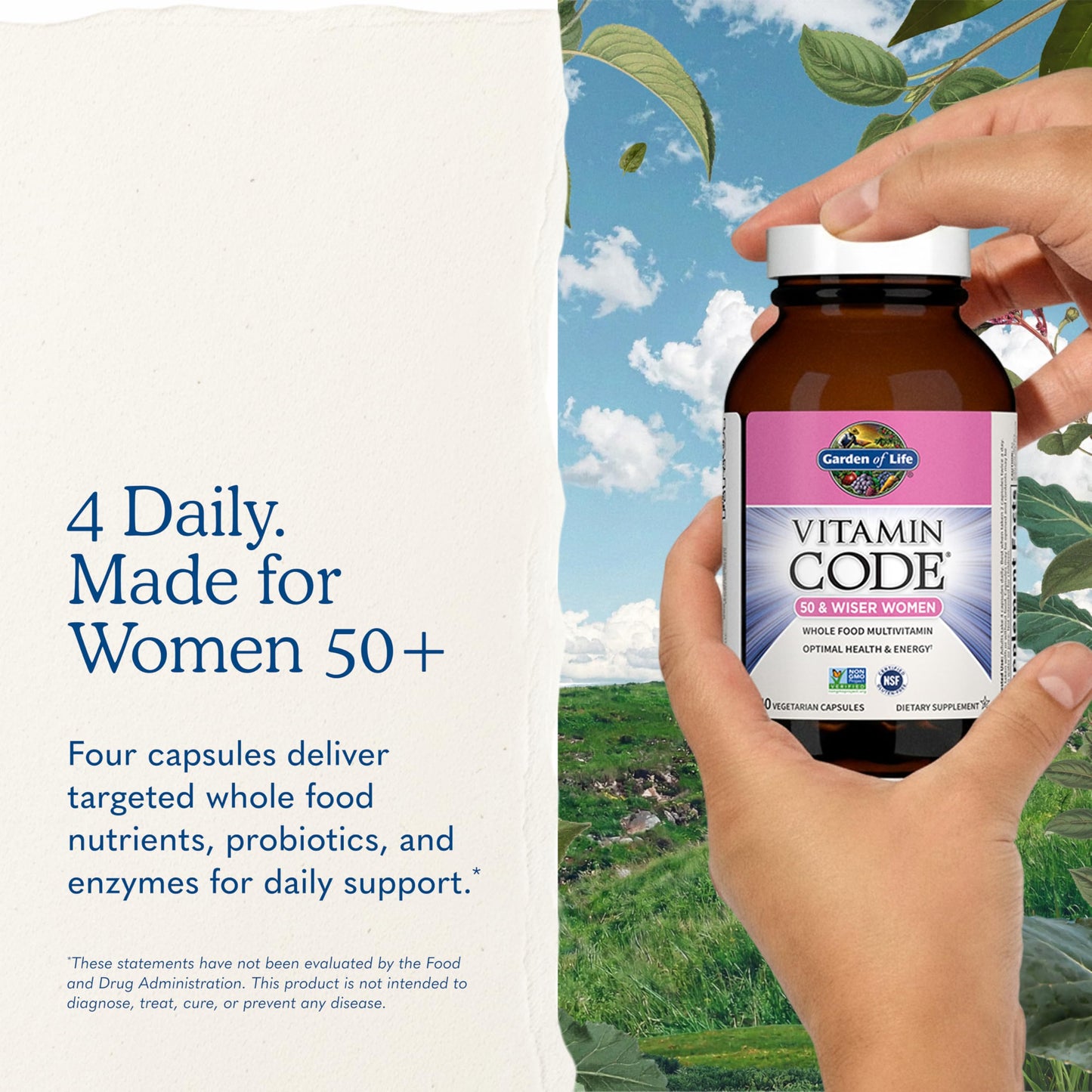 Garden of Life Vitamin Code Multivitamin for Women 50 & Over Capsules, 240 Capsules