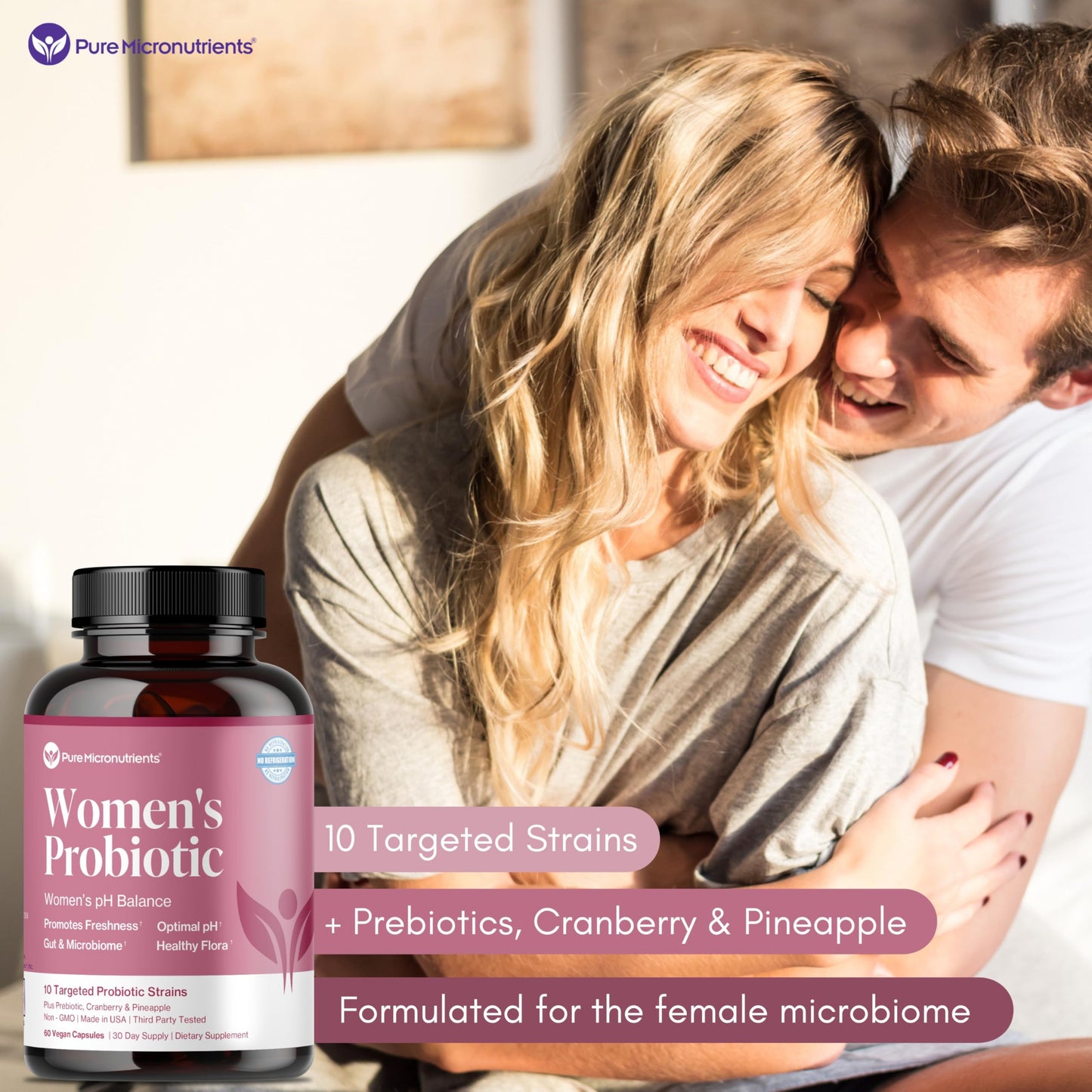 Pure Micronutrients pH Balance Vaginal Probiotics for Women - Odor & Itch Support - Vaginal Health Pills with Cranberry, Lactobacillus & Prebiotics - Feminine Wellness Daily Supplement, 60 Capsules