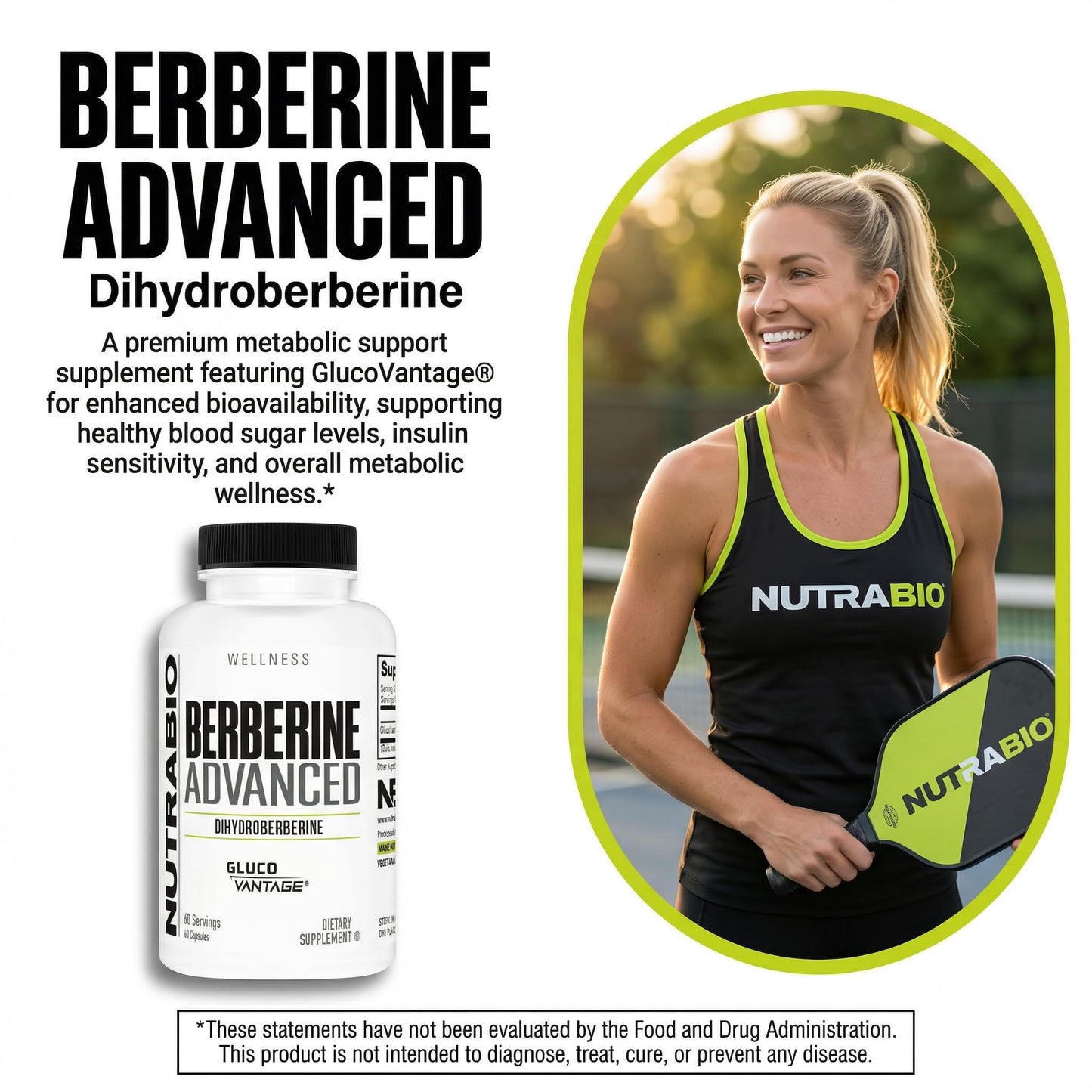 NutraBio Berberine Advanced Supplement (Dihydroberberine), 200 mg Capsule, 60 Count