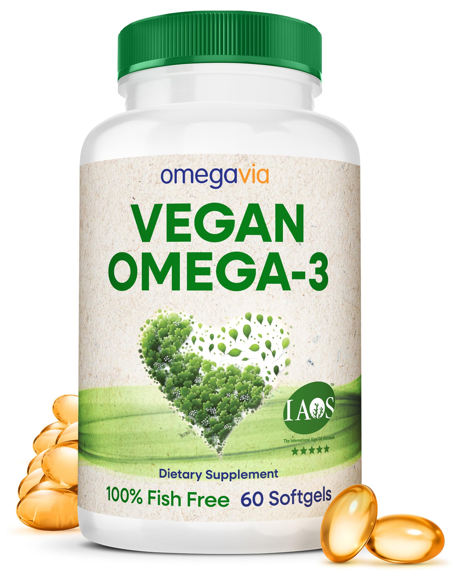 OmegaVia Vegan Omega 3 Supplement Softgels 60 Count