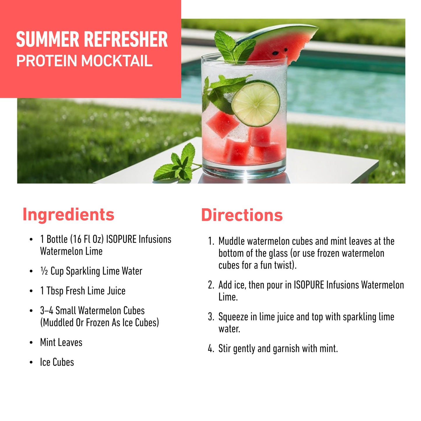 Isopure Clear Whey Isolate Protein Powder, Lactose Free, Gluten Free, Naturally Flavored, Watermelon Lime, 20g Protein Per Serving, 14.1 Oz, 16 Servings (Packaging May Vary)