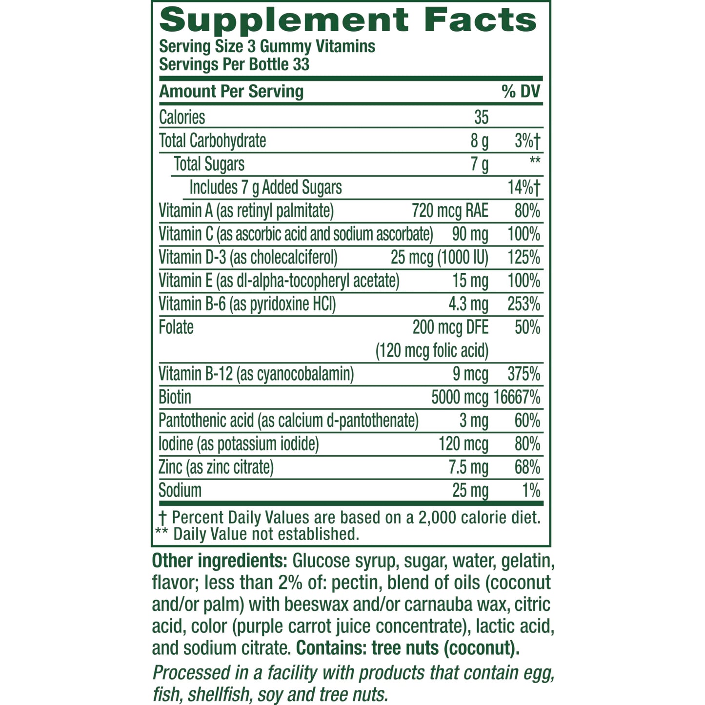 Vitafusion Hair Skin and Nails Gummy 100 Count