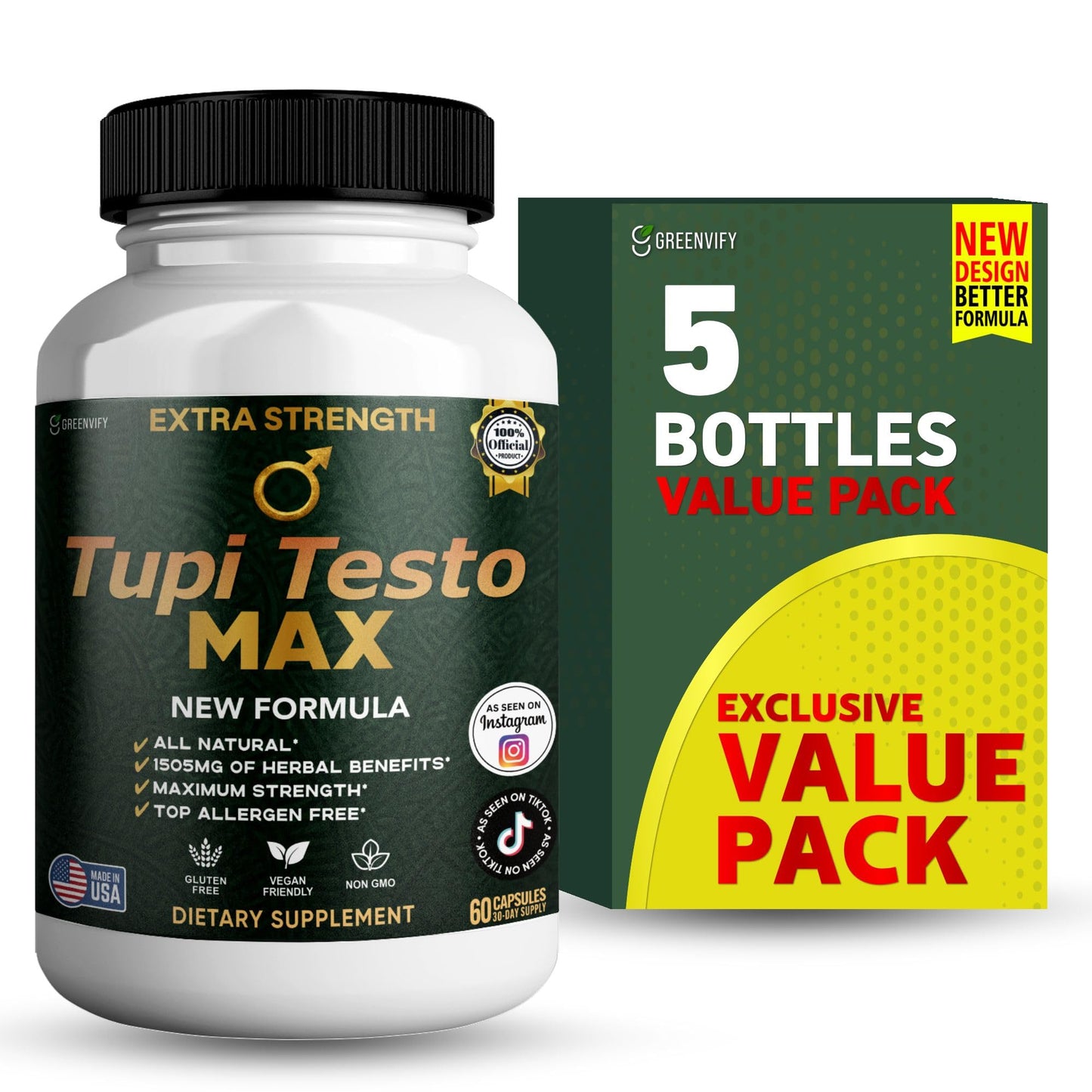 GREENVIFY Tupi Testo MAX Capsule, 60 Capsules