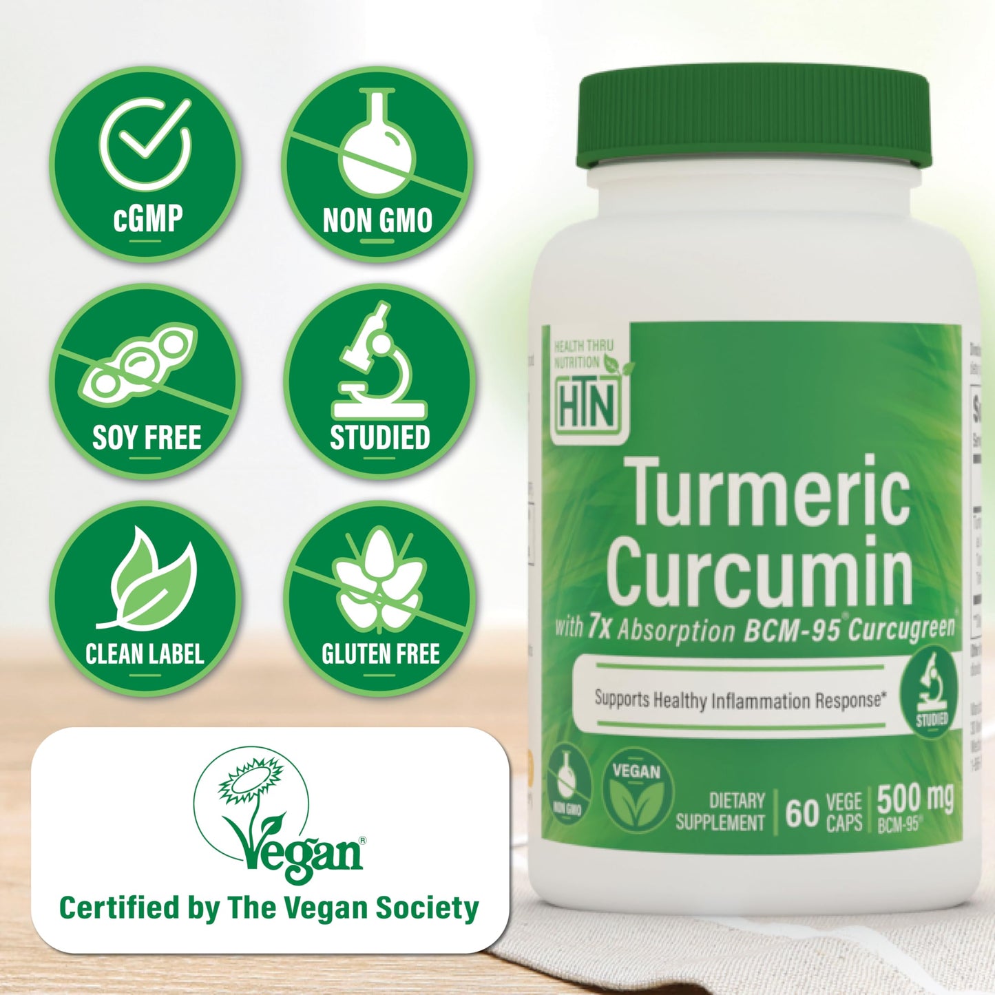 Health Thru Nutrition Turmeric Curcumin Complex 500mg Capsule, 60 Count