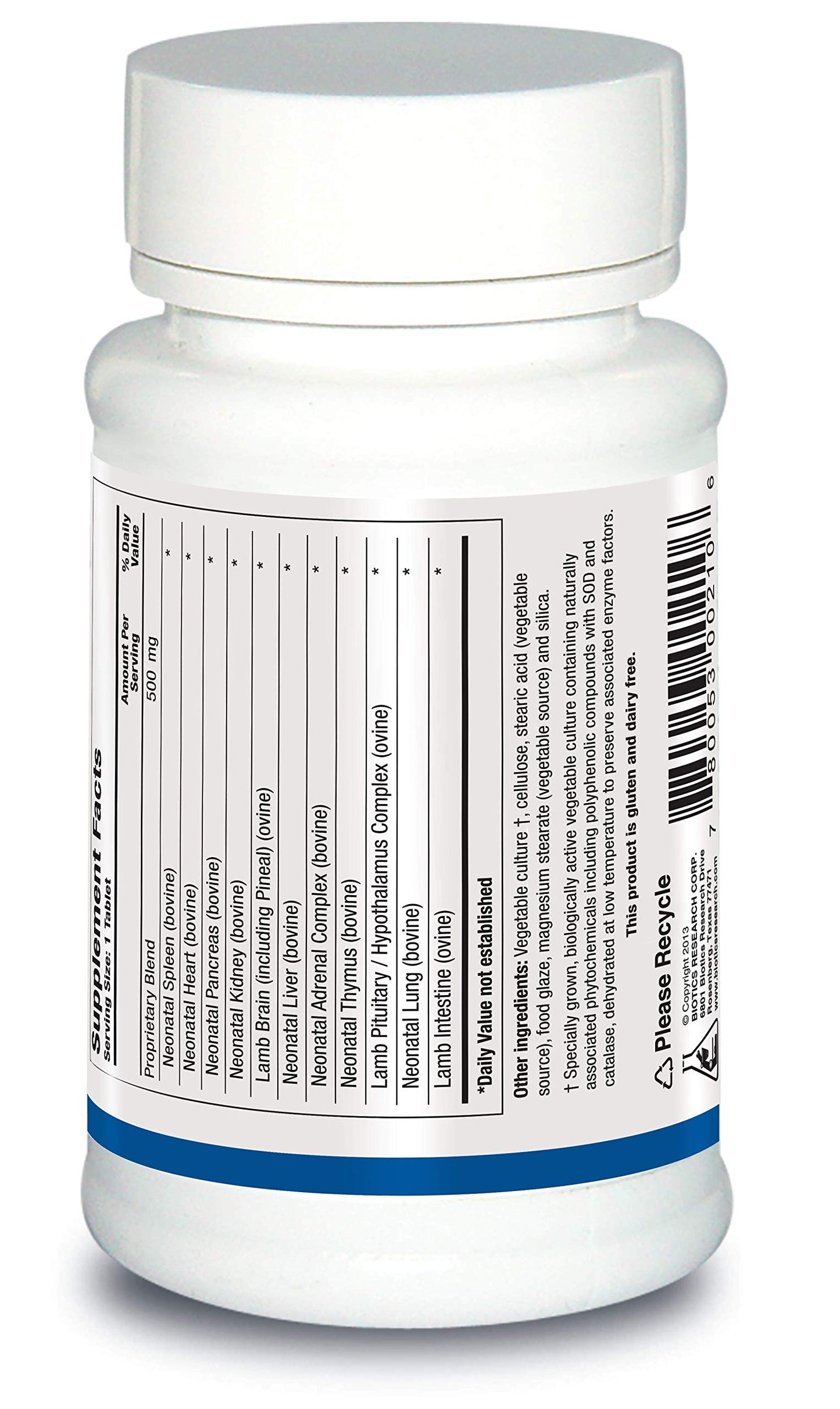 Biotics Research Neonatal Multi-Gland Mixed Organs and Glandular Concentrates, Broad Spectrum Therapy, Spleen, Heart, Pancreas, Kidney, Brain, Liver, Adrenal, Thymus, Pituitary or Hypothalamus 60 Tablets