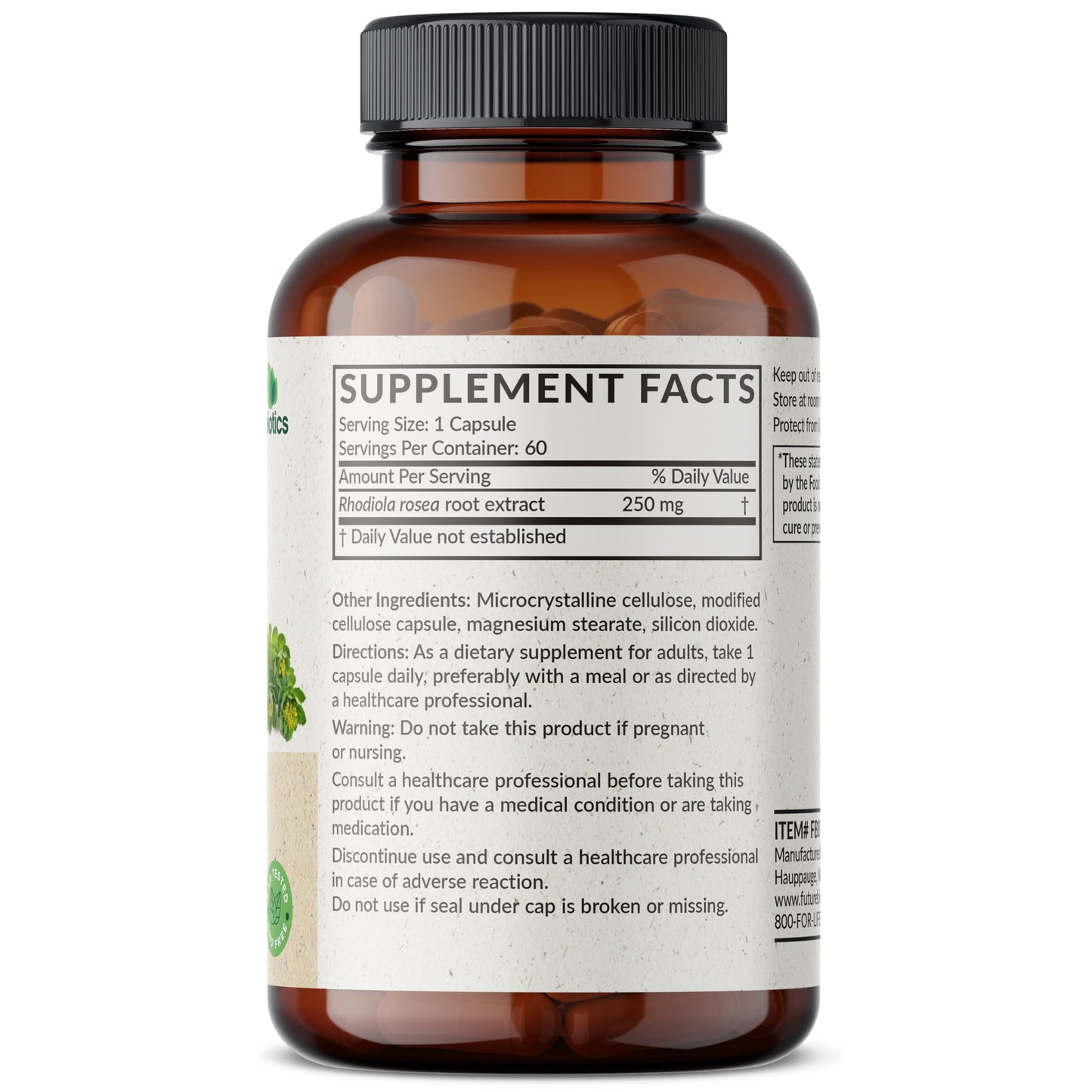 Futurebiotics Rhodiola Rosea Powder Adaptogenic Herb Capsules, 60 Count