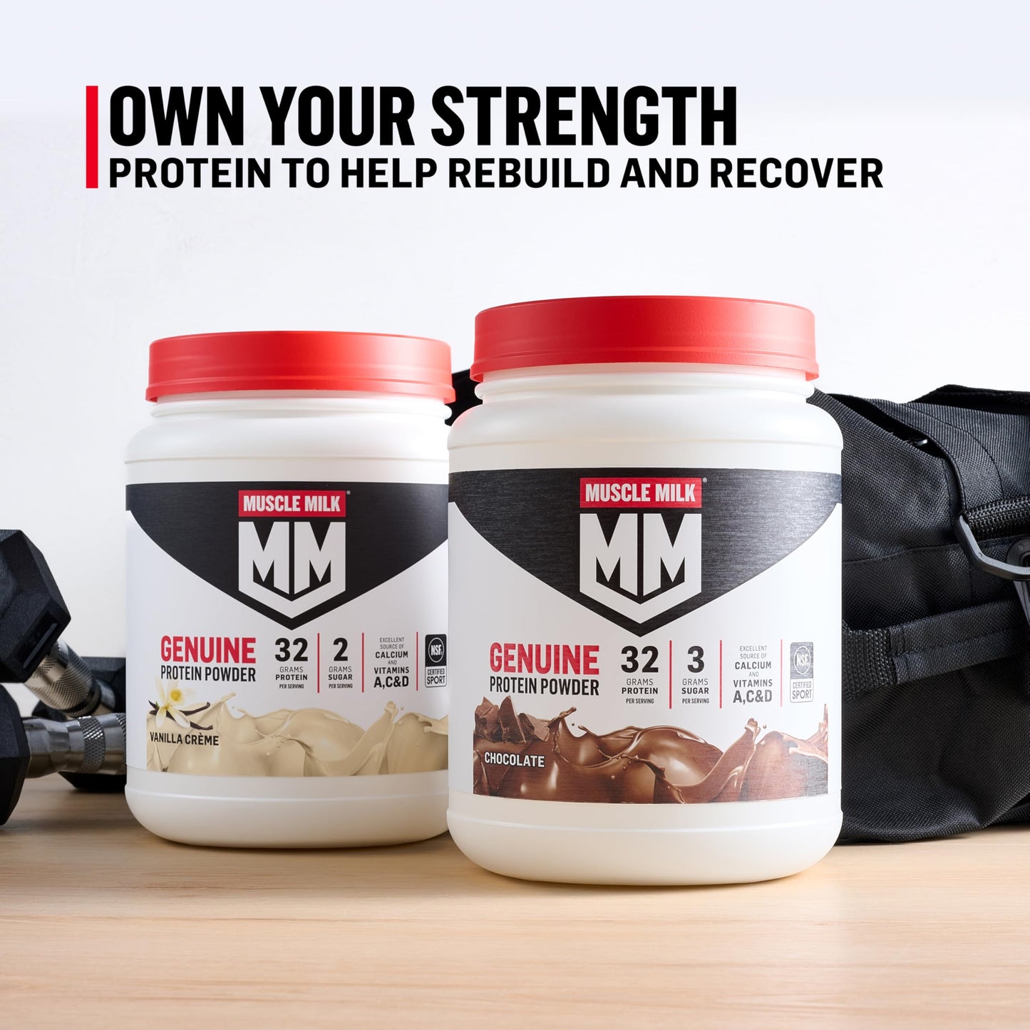 Muscle Milk Genuine Protein Powder, Vanilla Creme, 32g Protein, 4.94 Pound, 32 Servings