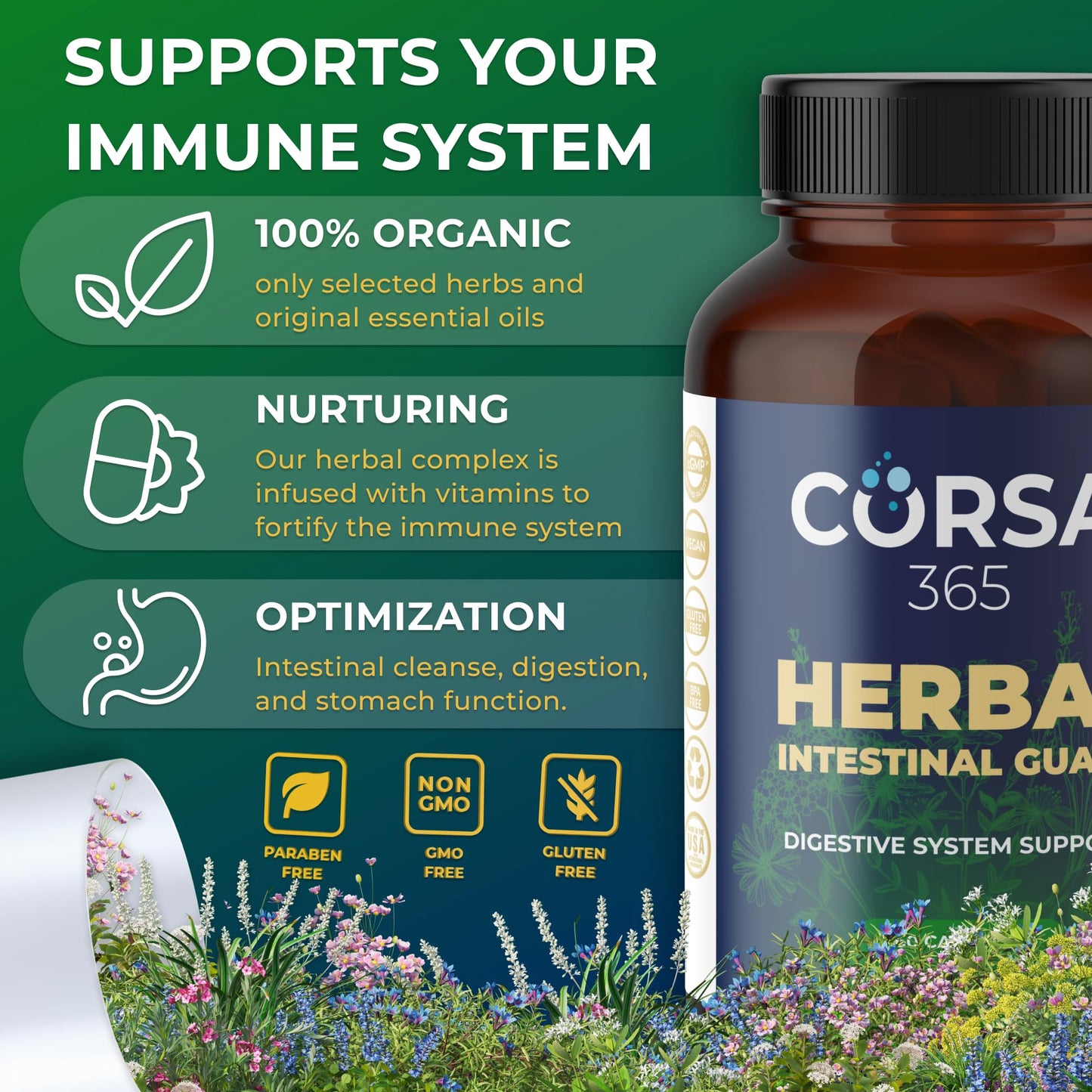 CORSA365 Herbal Intestinal Support Capsule, 60 Capsules