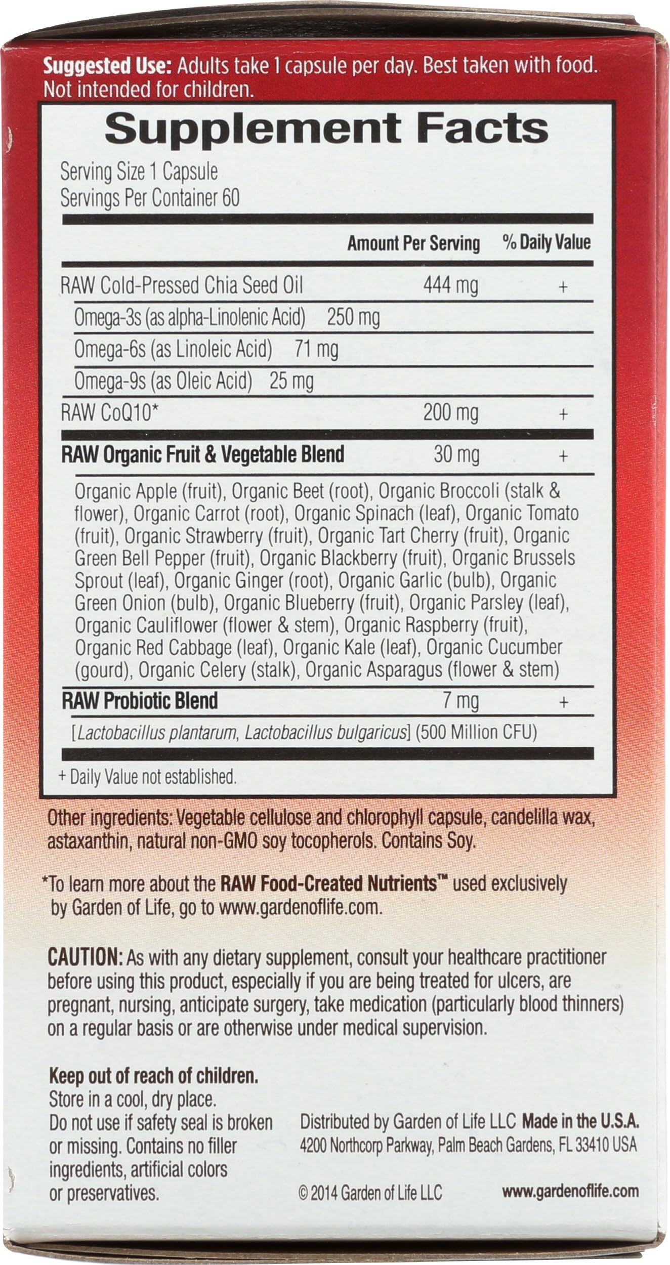 Garden of Life CoQ10 Raw Capsules, 60 Count