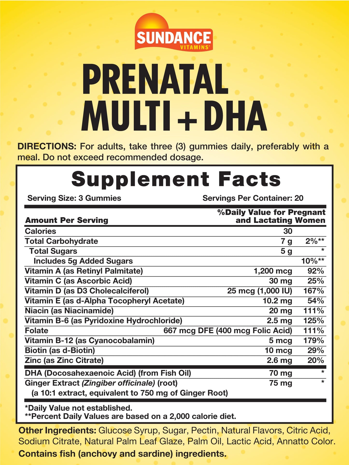 Sundance Prenatal Gummy Vitamin for Women, 60 Count