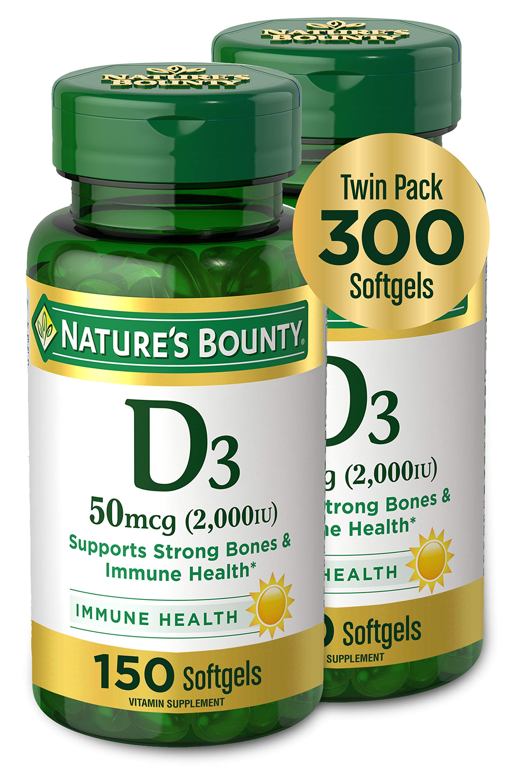 Nature's Bounty Vitamin D3 50mcg Softgels 300 Count