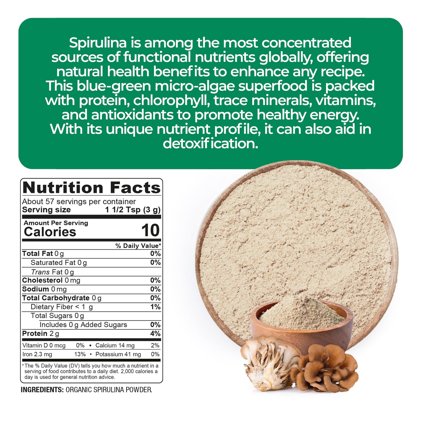 Super Organics Spirulina Powder 6 oz