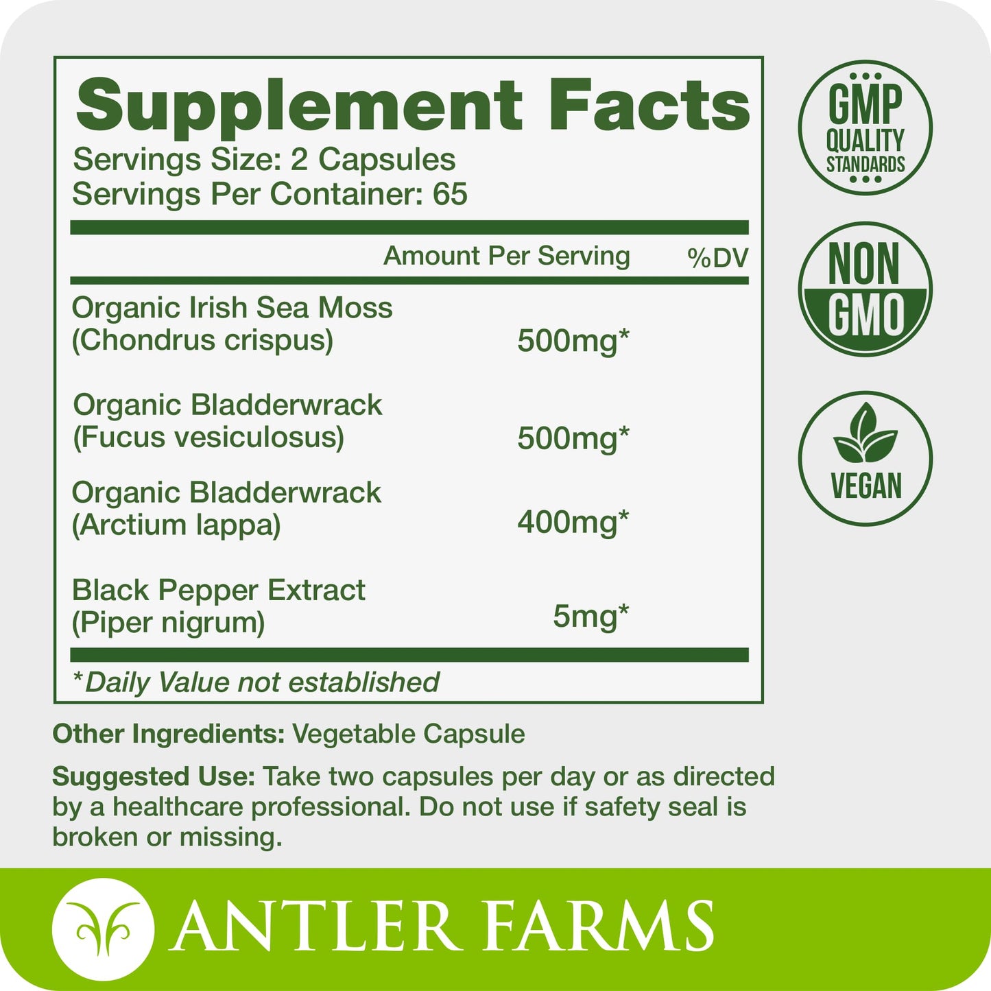 Antler Farms Sea Moss Complex Capsules 130 Count