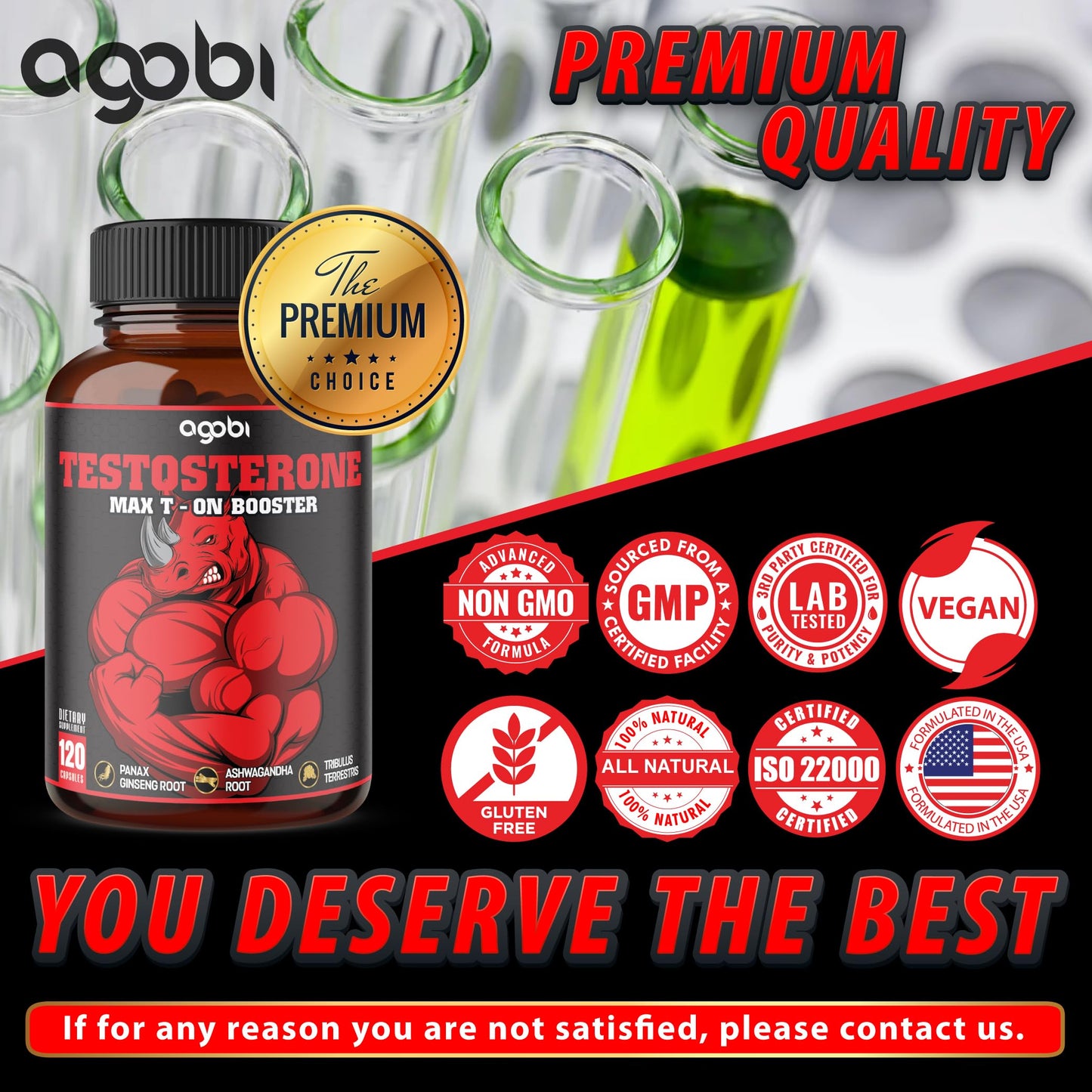 Agobi 11in1 Testosterone Supplement Capsules, 120 Count