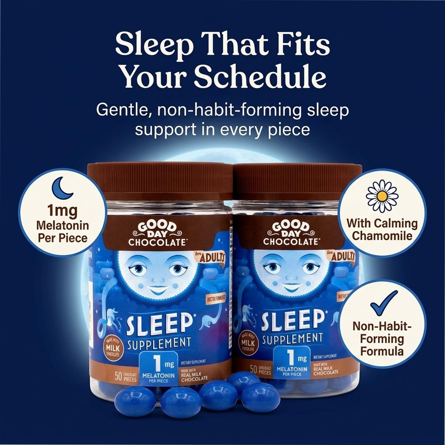 Good Day Chocolate Melatonin for Adults Chewable 100 Count