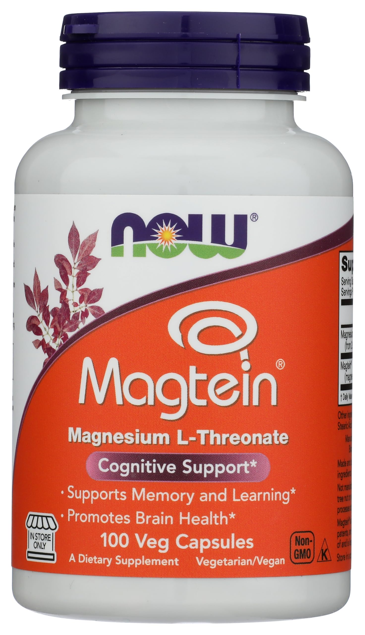 NOW Foods Magtein Vegetarian Capsules, 100