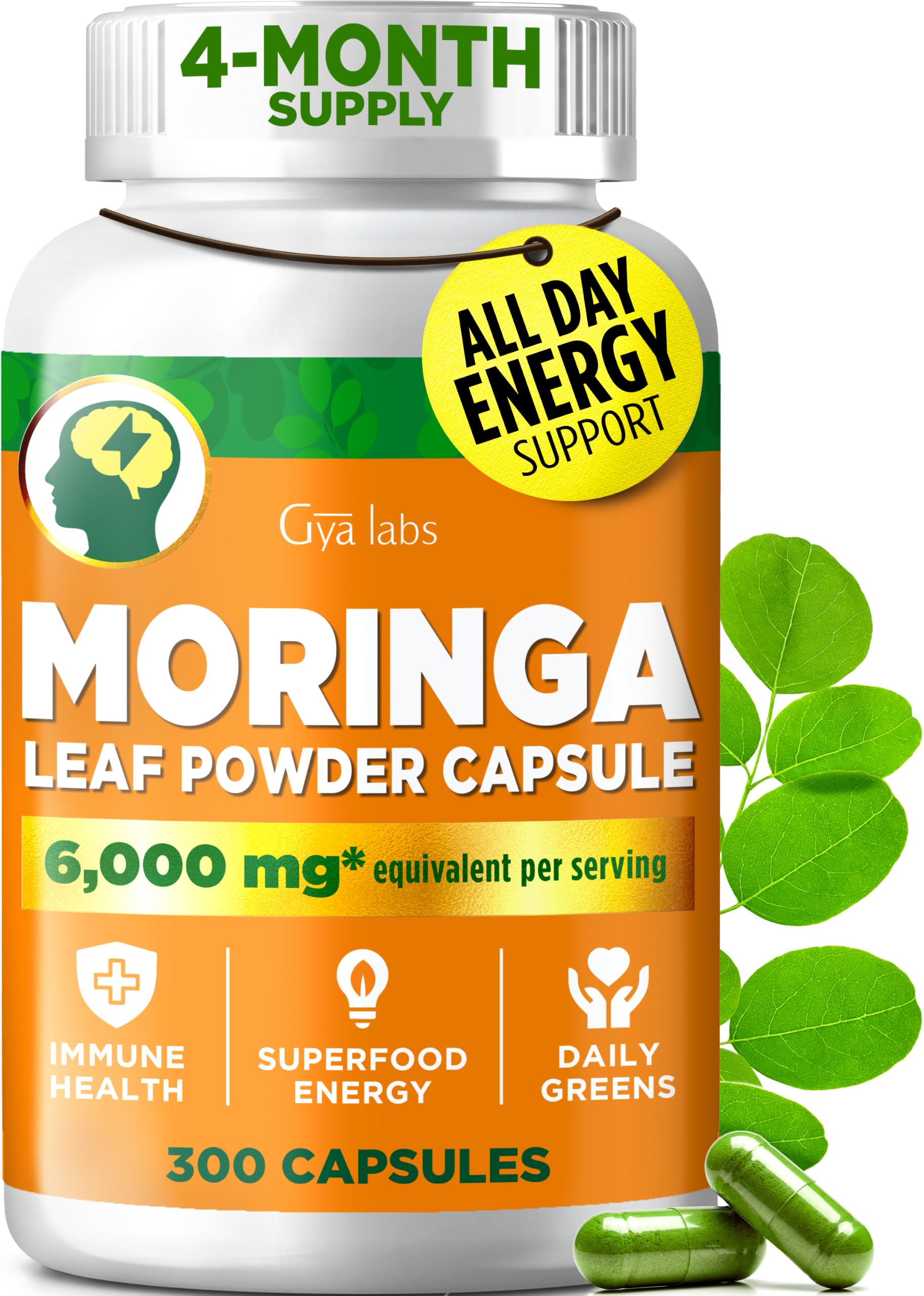 Gya Labs Moringa Capsules, 300 Count