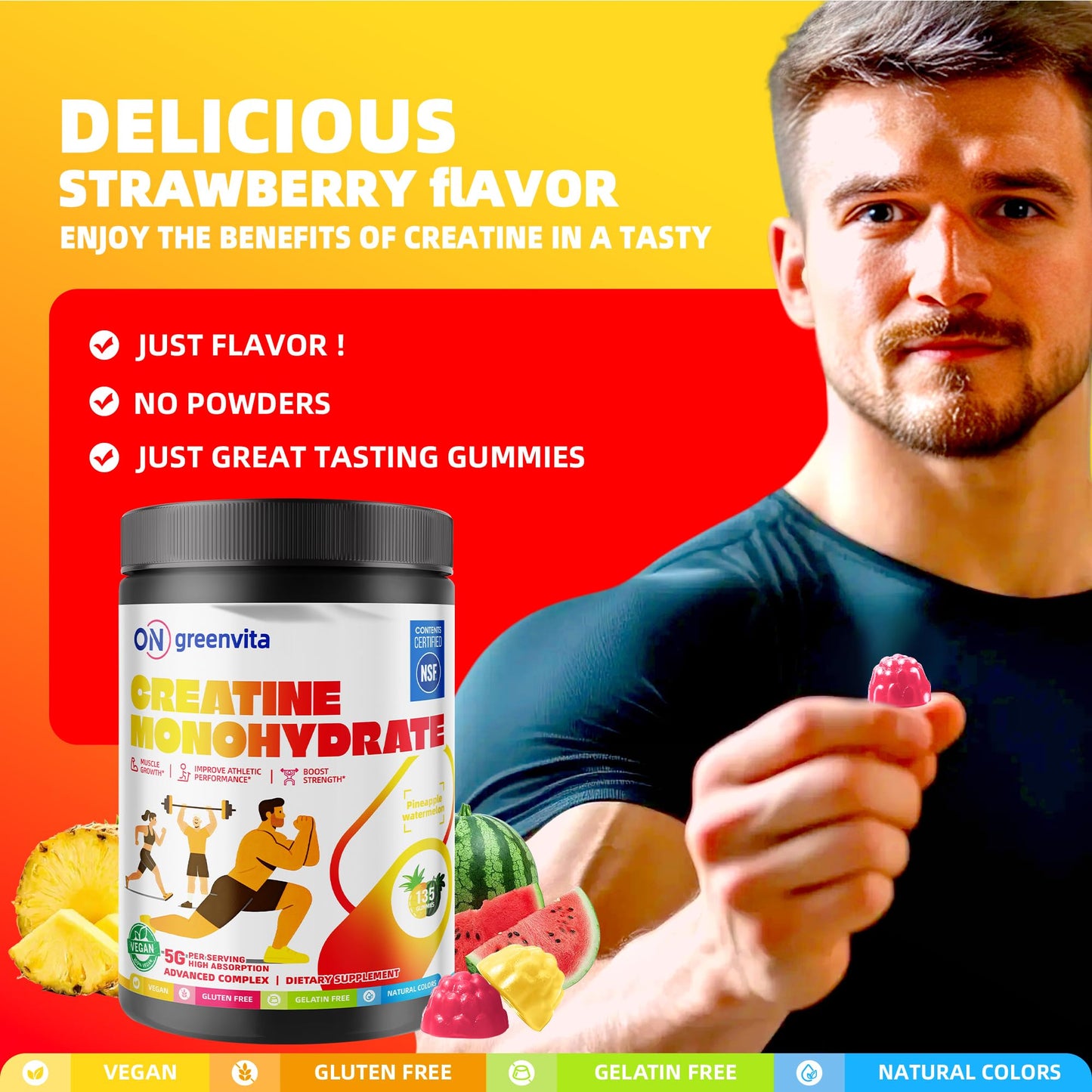 ON GREENVITA NUTRITION Creatine Monohydrate Gummy 135