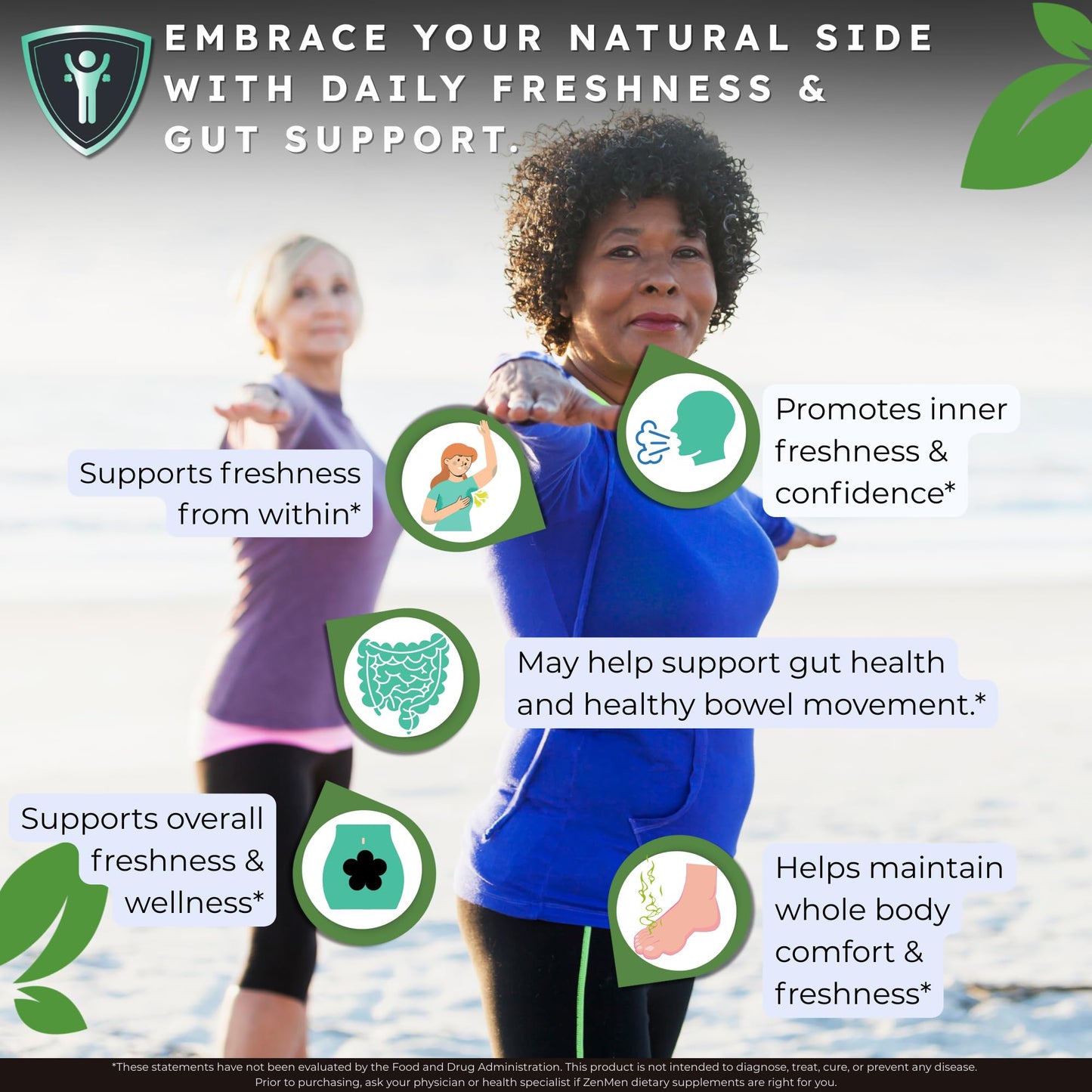 Zenmen Chlorophyll & Zinc Capsules - Internal Deodorant Supplement for Whole Body Freshness & Digestive Comfort, 60 Capsules