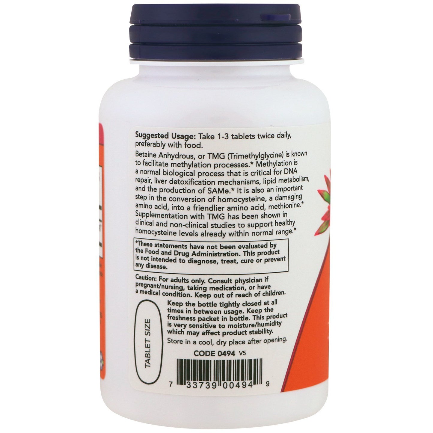 NOW Foods TMG 1000mg Tablets, 200 Tablets