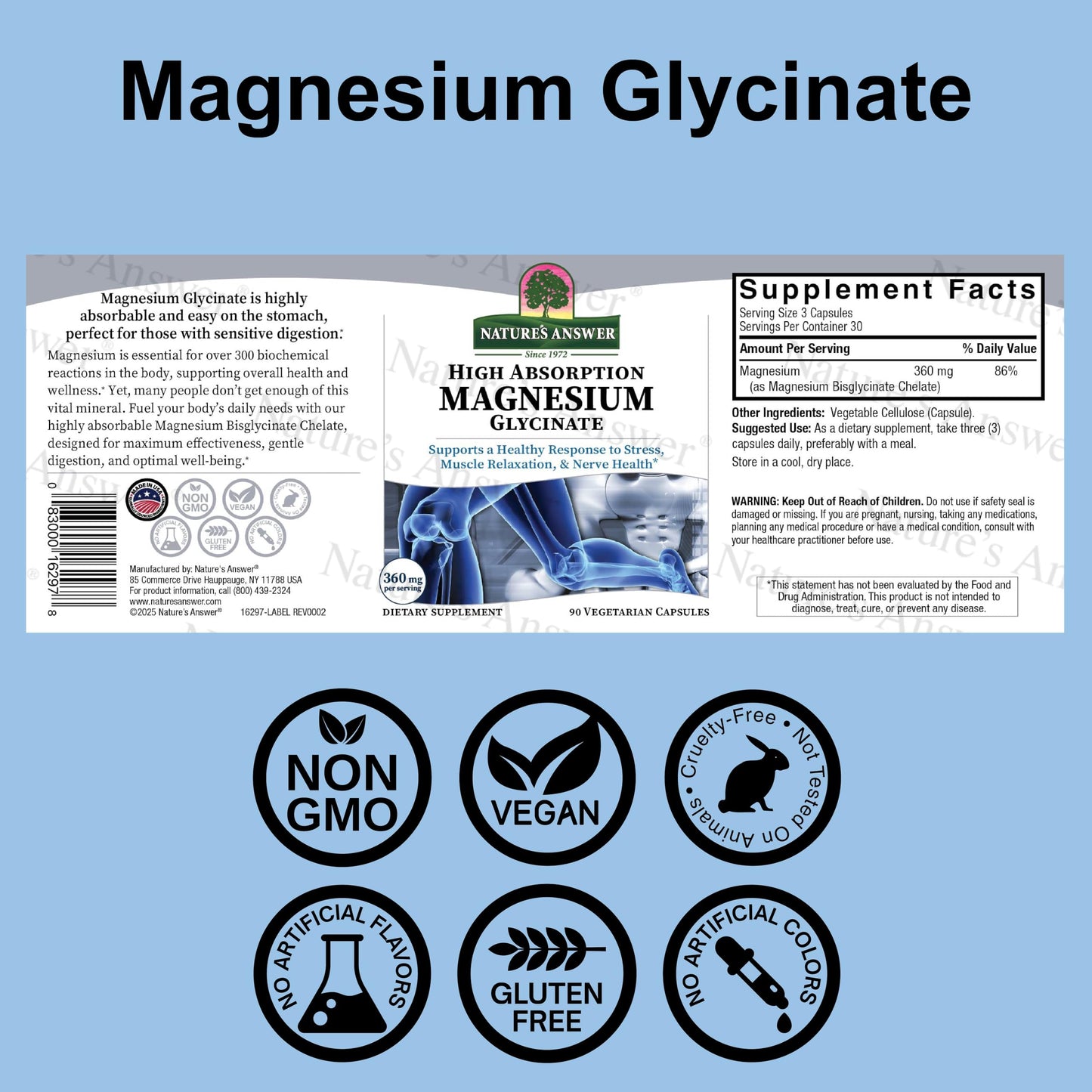 Nature's Answer Magnesium Glycinate Capsules 90 Count
