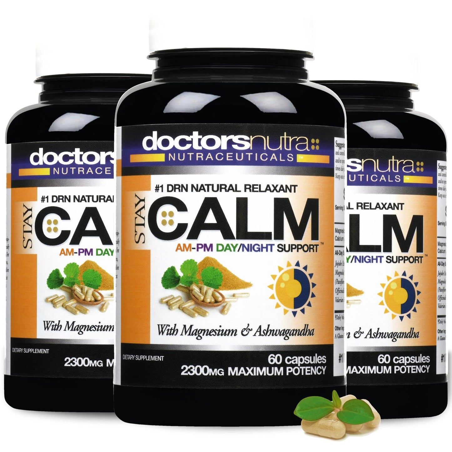 Doctors Nutra Nutraceuticals Stay-Calm Daytime-Nighttime 24 Hour Support - All Natural Relaxant Relief Support - Ashwagandha, L-Theanine and More, 180 Capsules