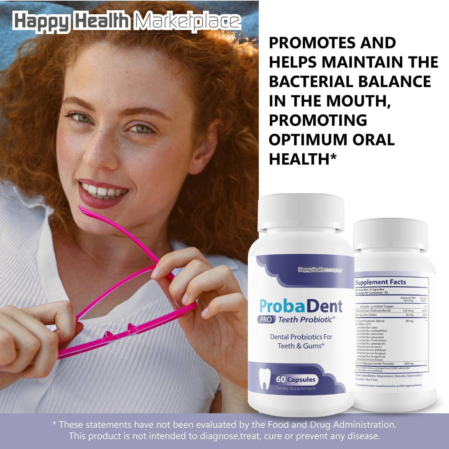 Happy Health Marketplace Proba Dent Pro Teeth Probiotic Capsule 60 Count