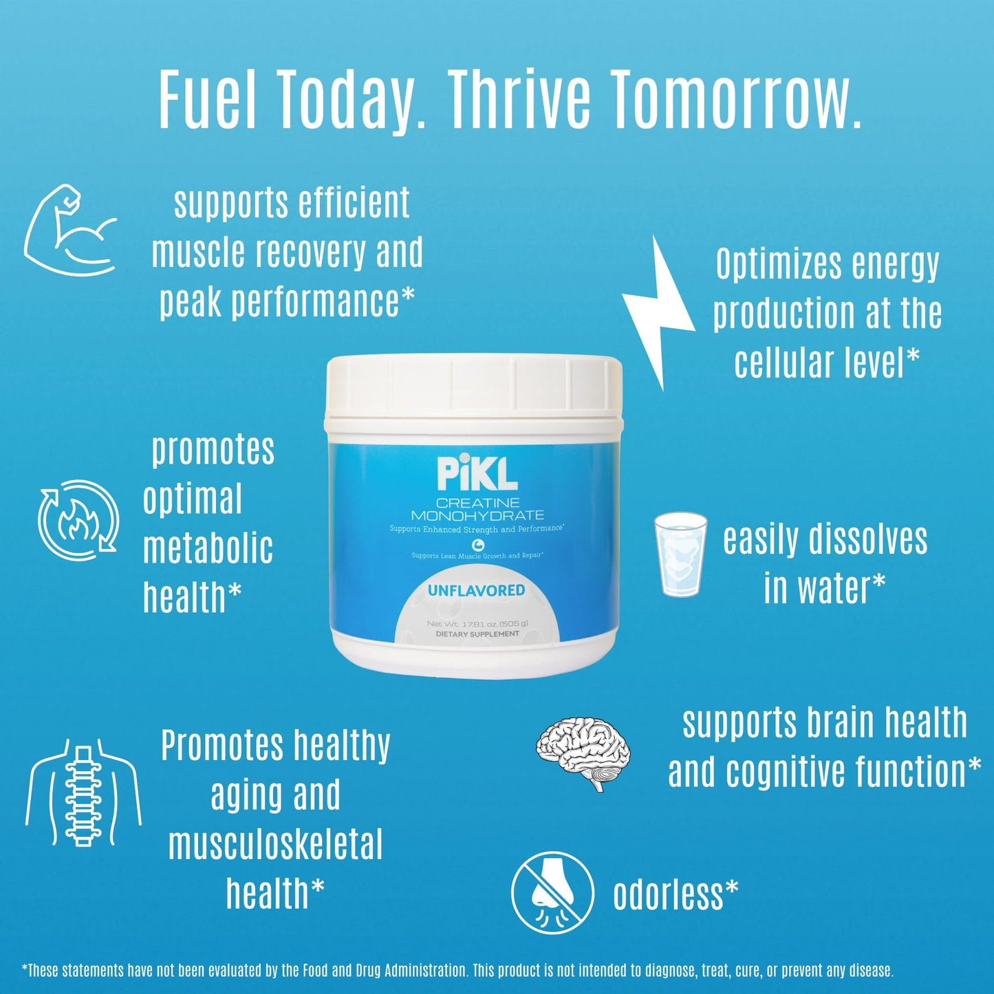 PiKL Creatine Monohydrate Powder, 1.11 lb