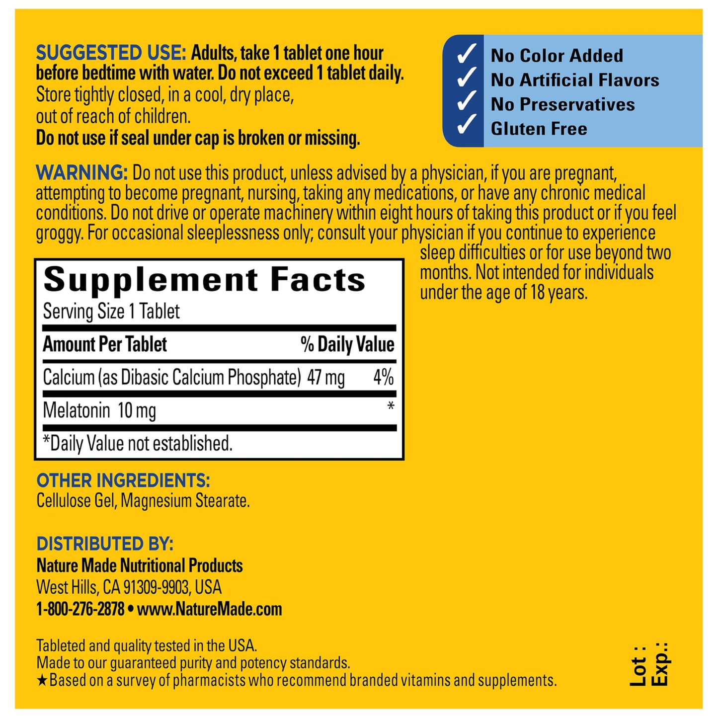 Nature Made Melatonin 10mg Maximum Strength Tablets, 70 Tablets
