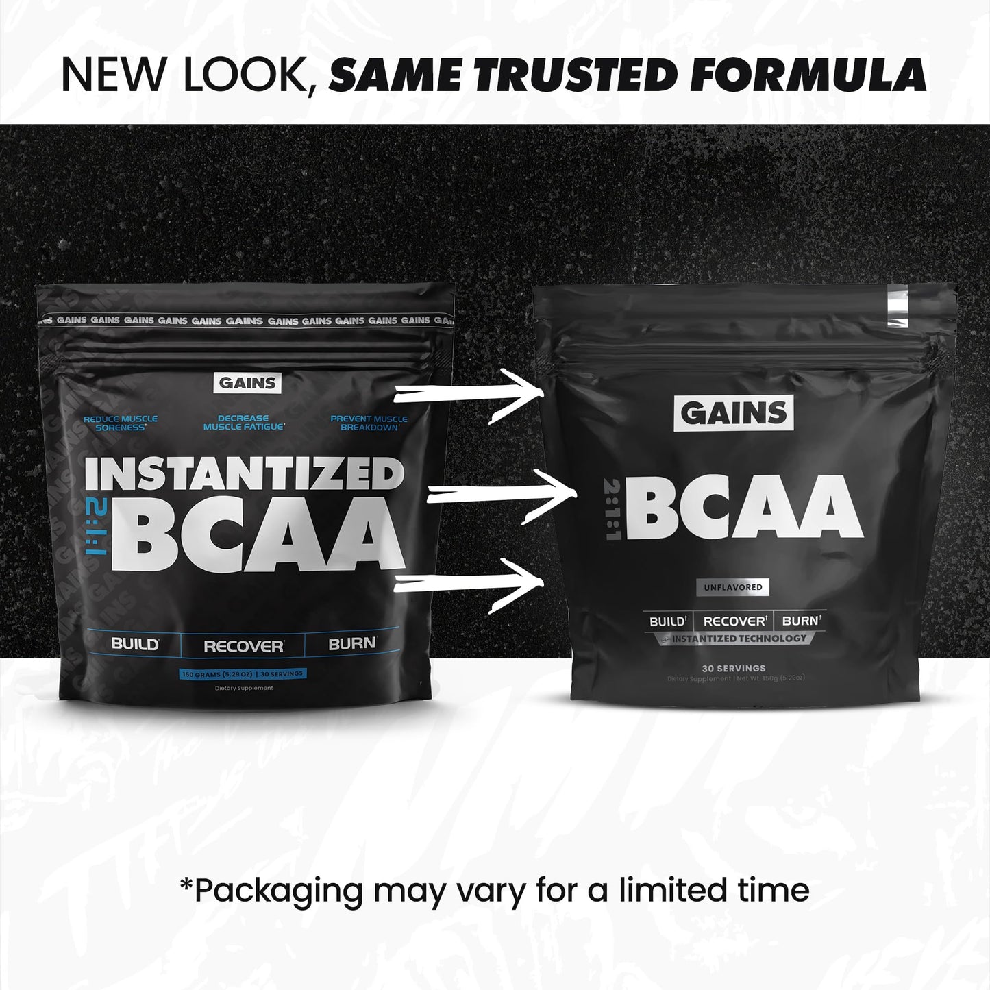 Gains in Bulk BCAA Powder Pre Workout Plant Based Branch Chain Amino Acids, 30 Servings