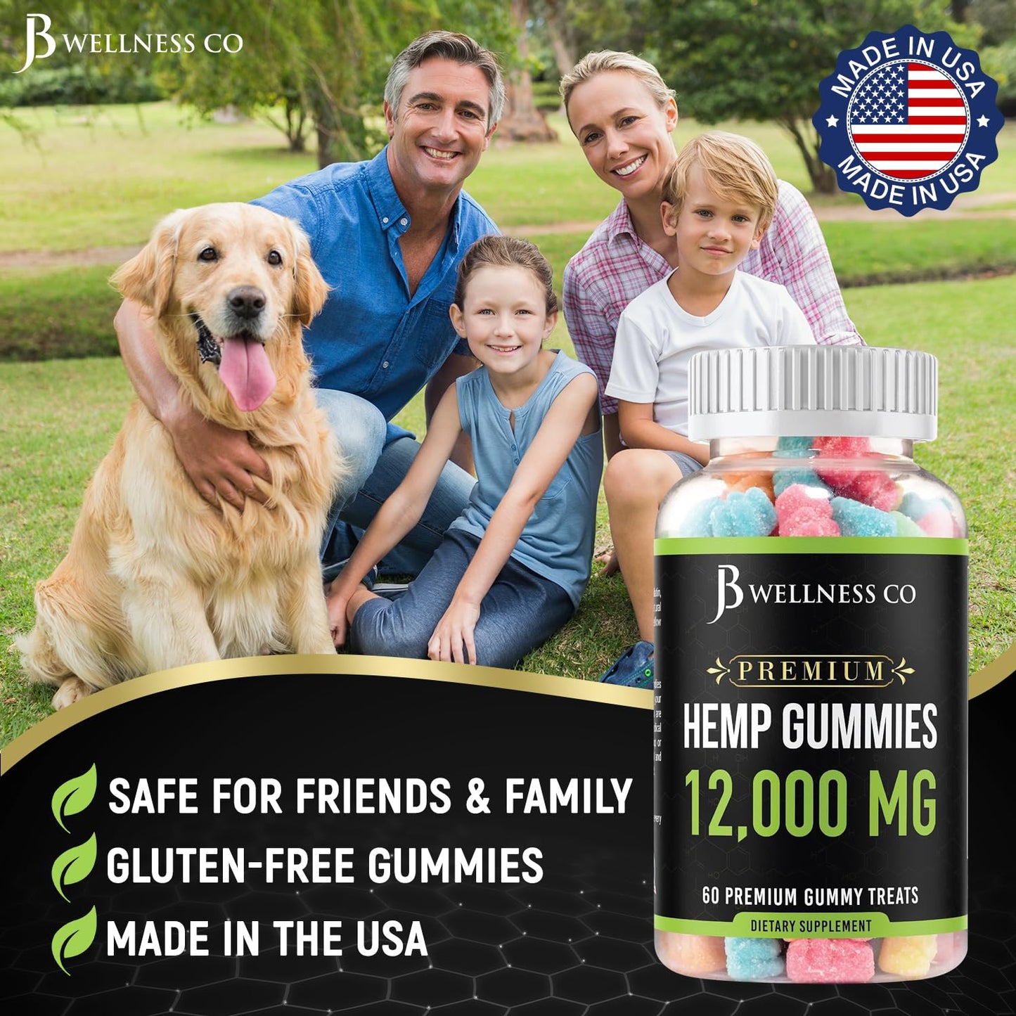 JB Wellness Co Hemp Gummies Premium 12,000 Gummies, 120 Count